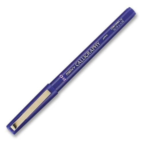 Marvy Calligraphy Marker - Fine Point 2mm Blue Ink Pen for Hand Lettering, Art Projects, and DIY Crafts - Perfect for Bullet Journals, Scrapbooking, and Greeting Cards