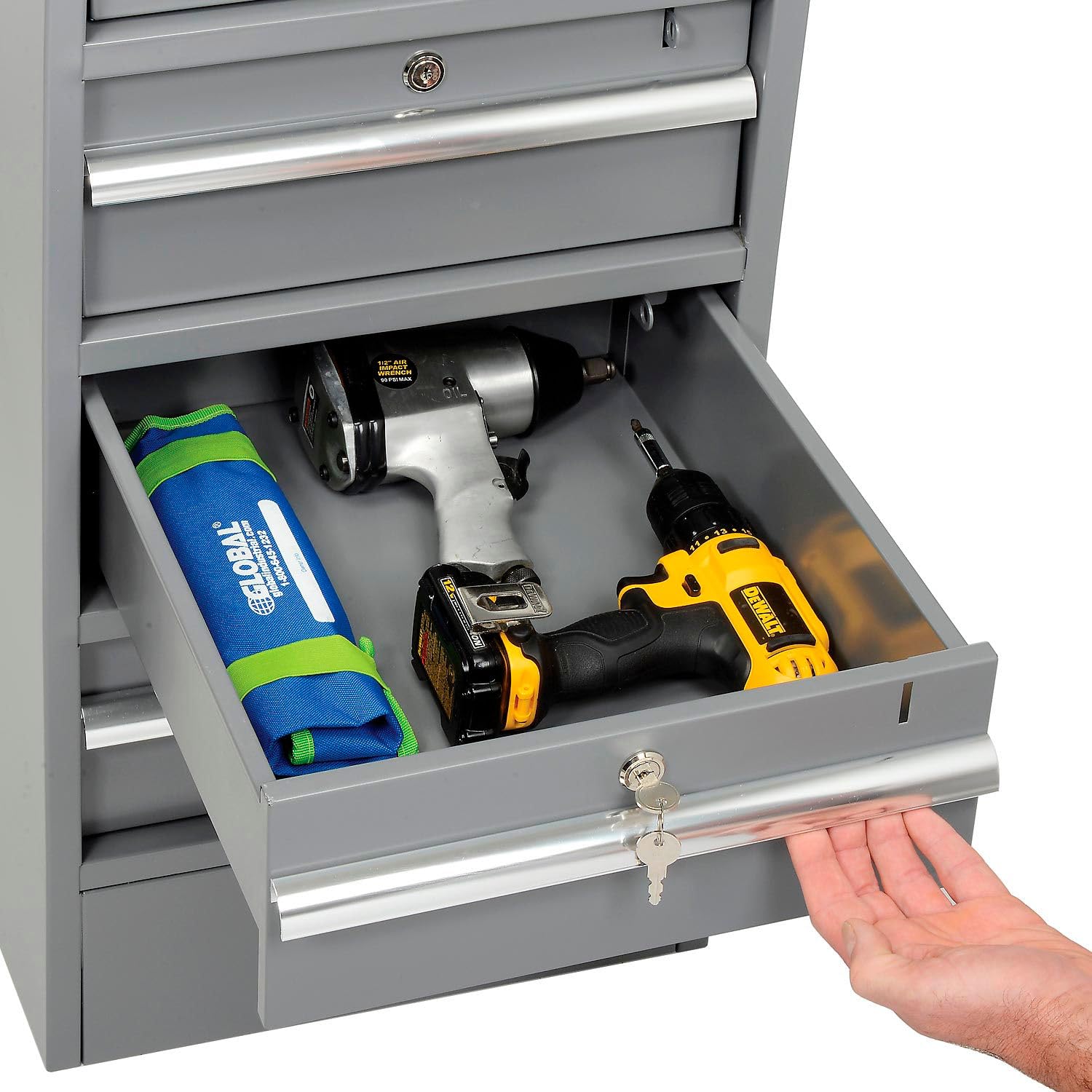 Global Industrial 4-Drawer Workbench Pedestal with Built-In Base - Heavy Duty Storage Cabinet for Garage, Workshop & Industrial Use