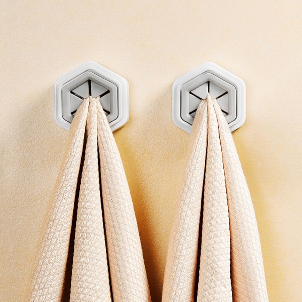 4-Pack Self-Adhesive Round Dish Towel Hooks - Wall Mount Kitchen & Bathroom Towel Holder for Doors, Cabinets - Perfect for Organizing Hand Towels, Aprons & Utensils in Home & Restaurant Use
