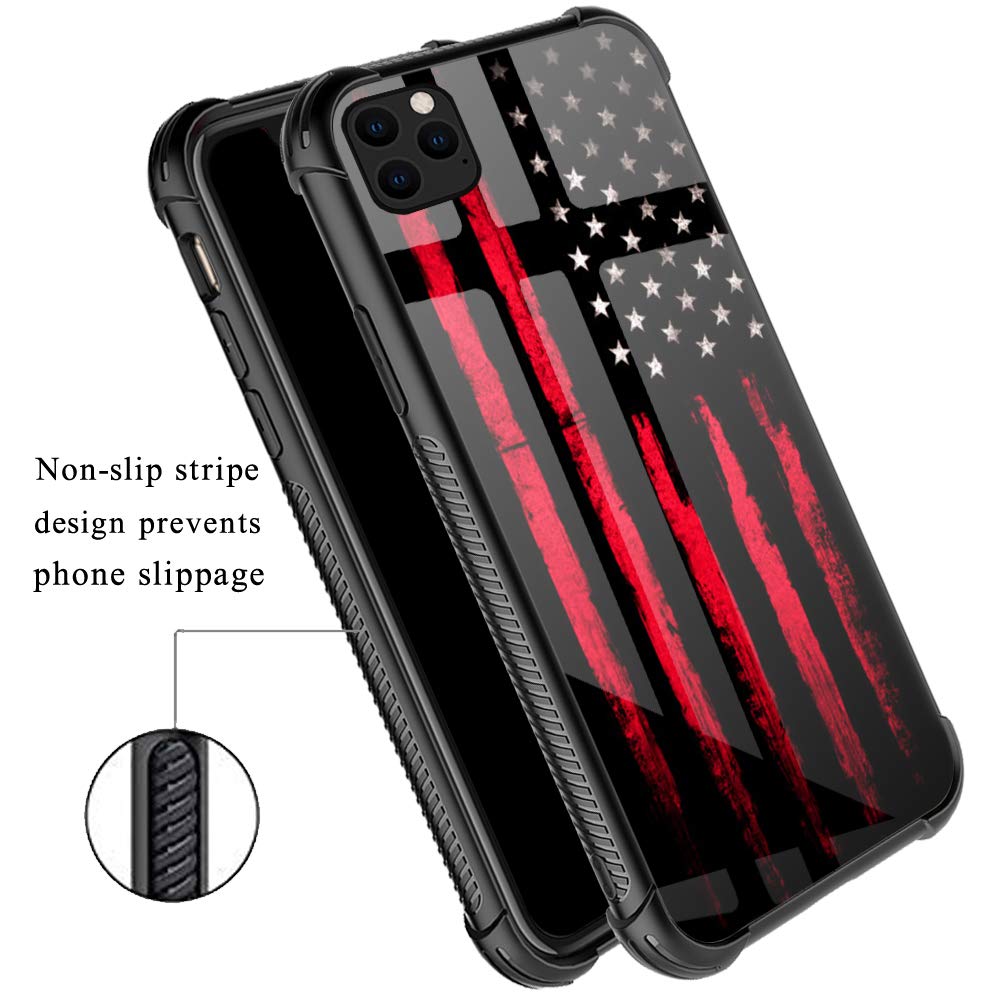 Shockproof iPhone 11 Pro Max Case with Non-Slip TPU Bumper & Reinforced Corners | USA Flag Design Protective Cover for Women | Perfect for Outdoor Activities, Travel & Daily Use