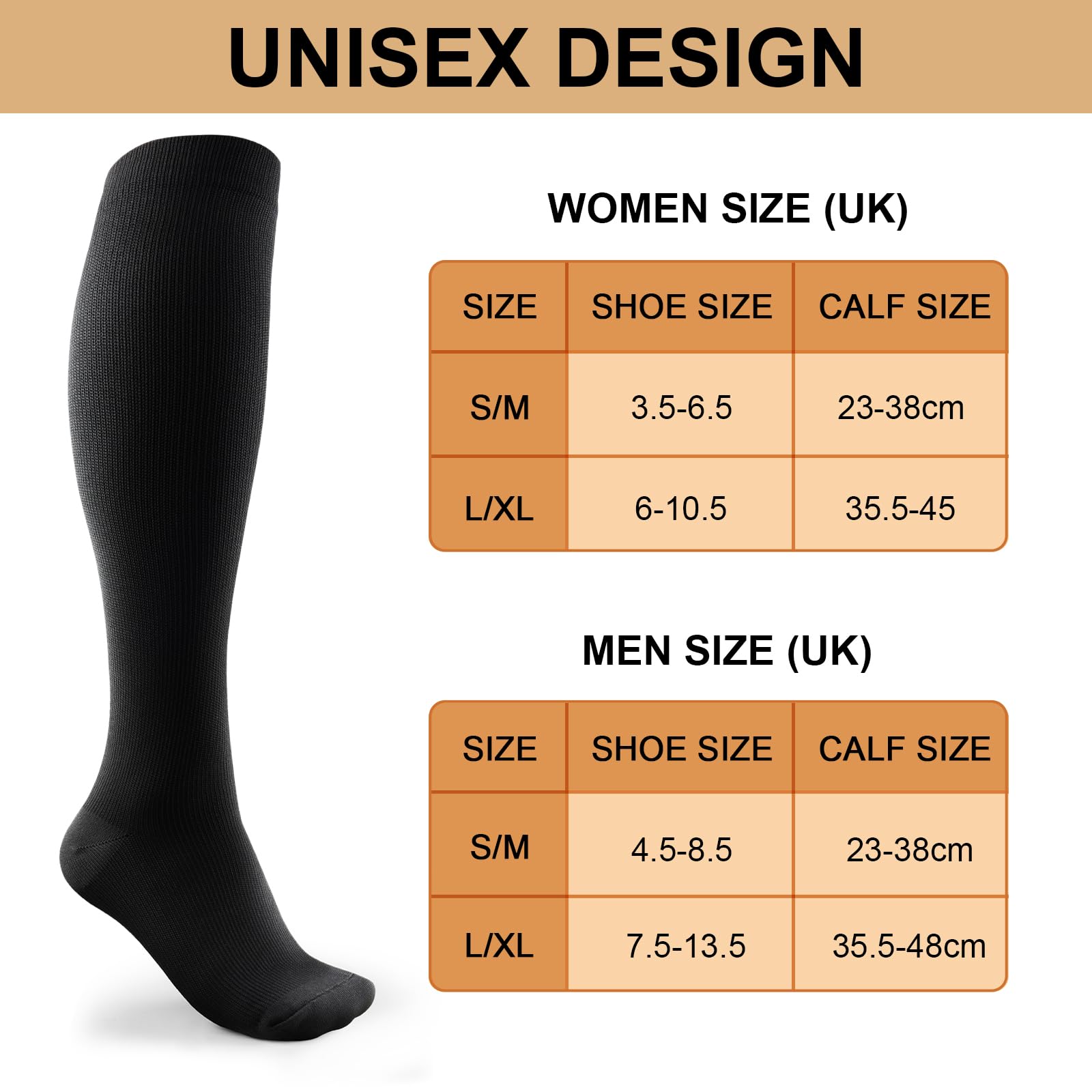 TRIITECH 6 Pairs Copper Compression Socks for Women & Men - 15-20mmHg Graduated Support for Running, Hiking, Nursing & Travel - Improve Circulation & Reduce Swelling During Sports & Daily Activities
