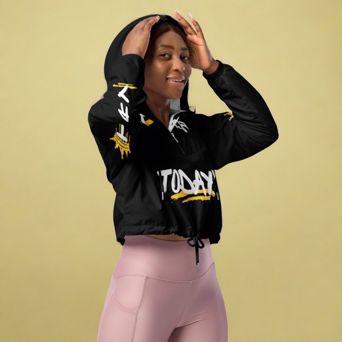 Resilience Reigns Cropped Windbreaker Jacket - Just For Today Edition | Lightweight Waterproof Outdoor Running & Hiking Windbreaker for Women