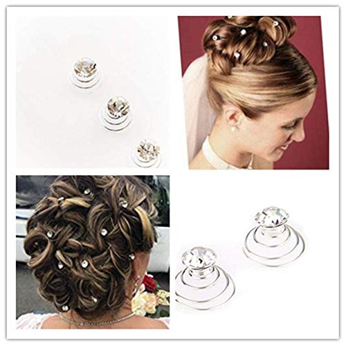Elegant Crystal Rhinestone Spiral Twist Hairpins - 12PCS Wedding Hair Clips for Women & Girls | Bridal, Prom, Party & Special Event Hair Accessories | Perfect for Brides, Formal Occasions & Evening Events