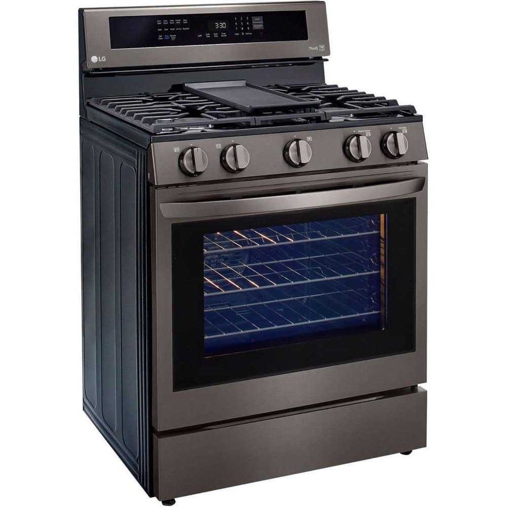 LG LRGL5825D 30-Inch 5.8 Cu. Ft. Smart Gas Range with Convection Oven, Air Fryer & InstaView - Black Stainless Steel | Perfect for Modern Kitchens, Holiday Cooking & Family Meals