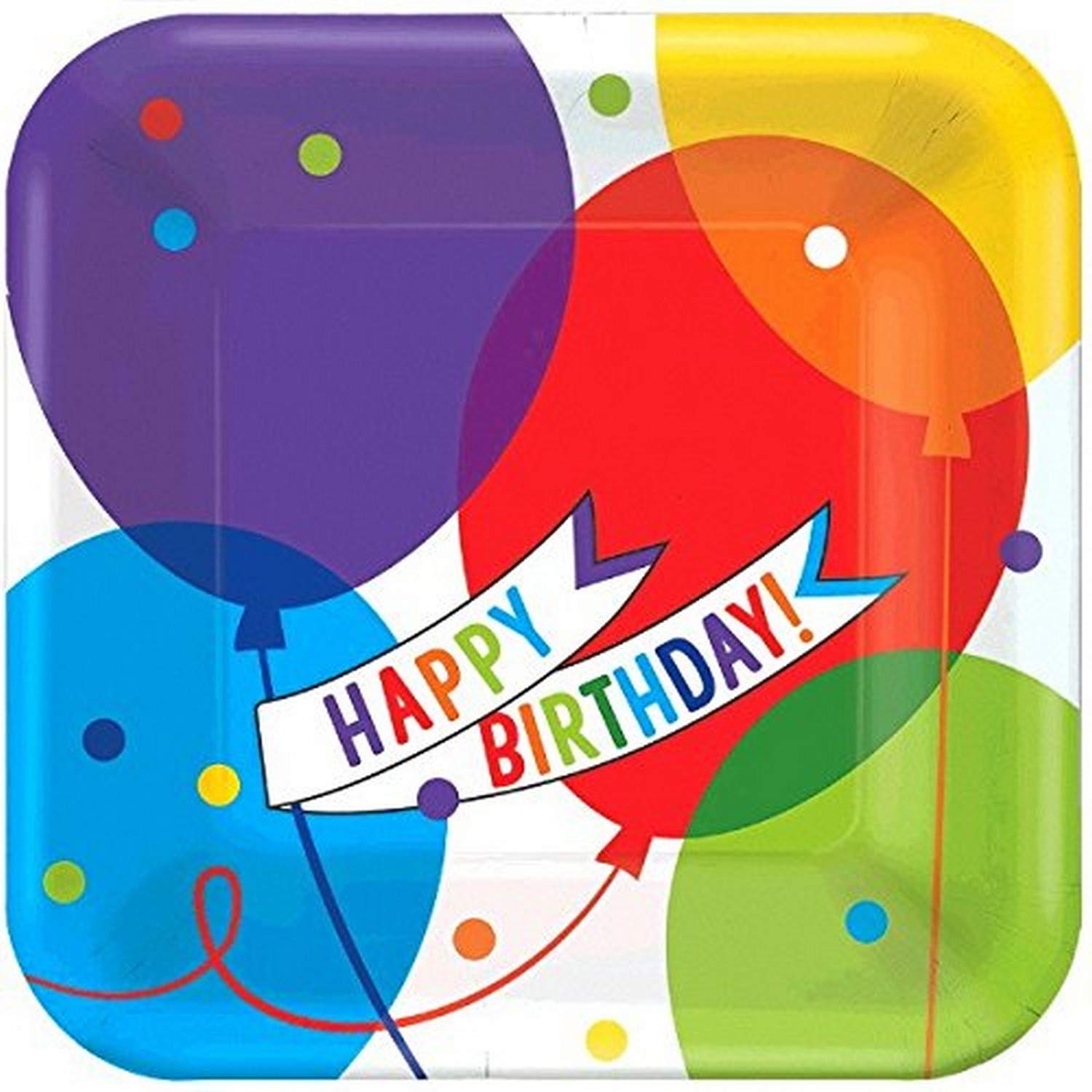 Amscan Brilliant Balloons Disposable Party Plates - 10 Inch Colorful Paper Plates for Birthday, Baby Shower & Celebration - Bulk Pack of 24 Plates