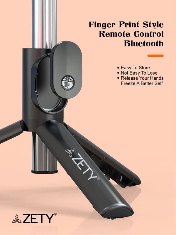Zety (S20) 40 Inch / 103cm Extendable Selfie Stick Tripod with Bluetooth Remote & LED Light - Multi-Purpose Phone Stand for Travel, Vlogging, Photography & Group Photos