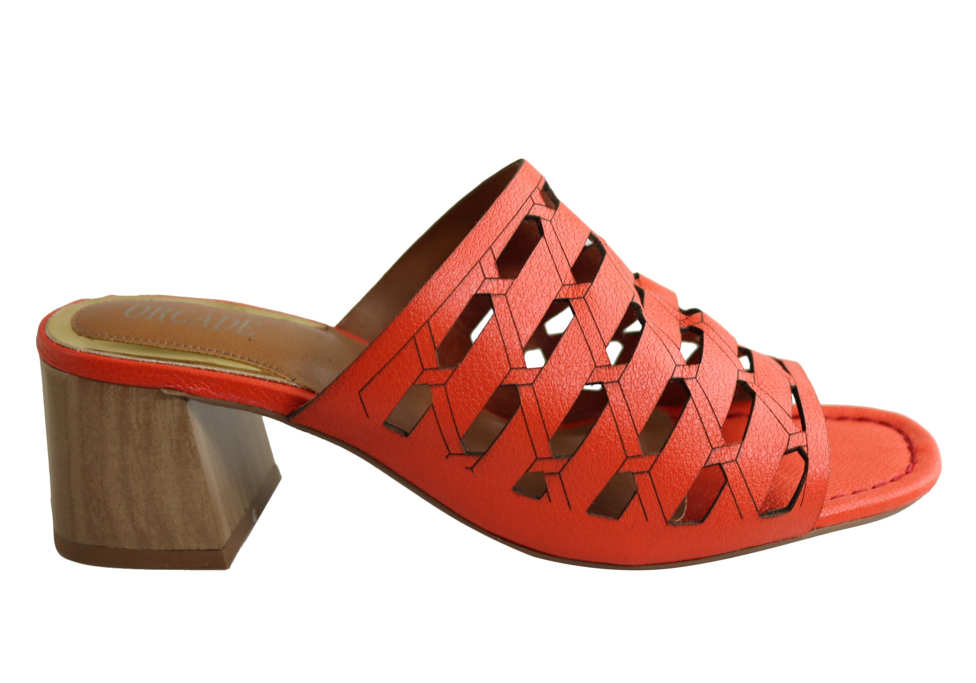 Orcade Raelene Women's Leather Mid Heel Slide Sandals - Comfortable & Stylish Brazilian Made Shoes for Casual Outings & Summer Wear