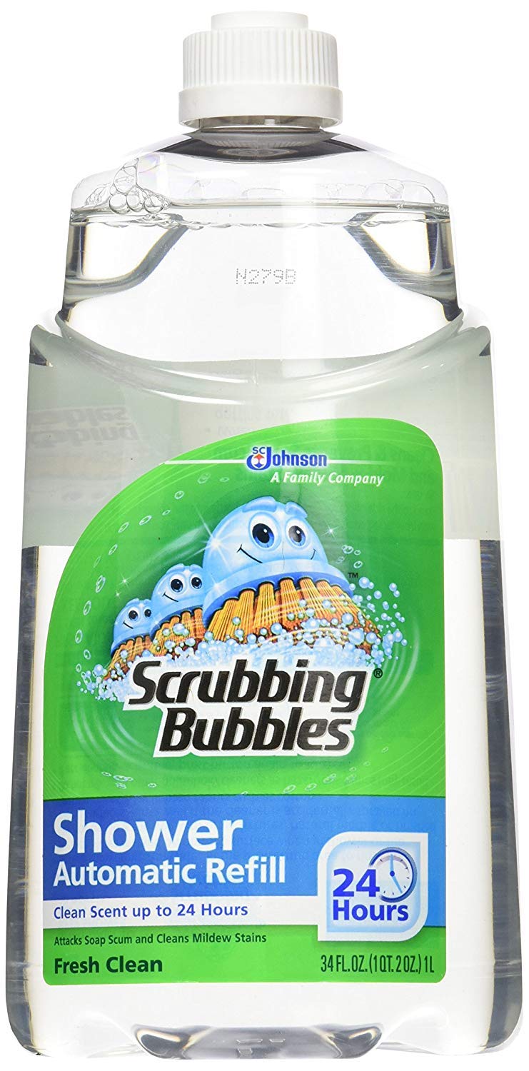 Scrubbing Bubbles Automatic Shower Cleaner Refill - Original Fresh Clean Scent - 34 oz (Pack of 2) - Effortless Shower Maintenance for Sparkling Clean Tiles & Glass - Bathroom Cleaning Essentials