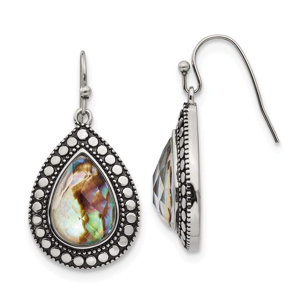 Stainless Steel Shepherd Hook Synthetic Abalone Polished Earrings - Elegant Jewelry Gifts for Women | Perfect for Parties, Weddings & Everyday Wear