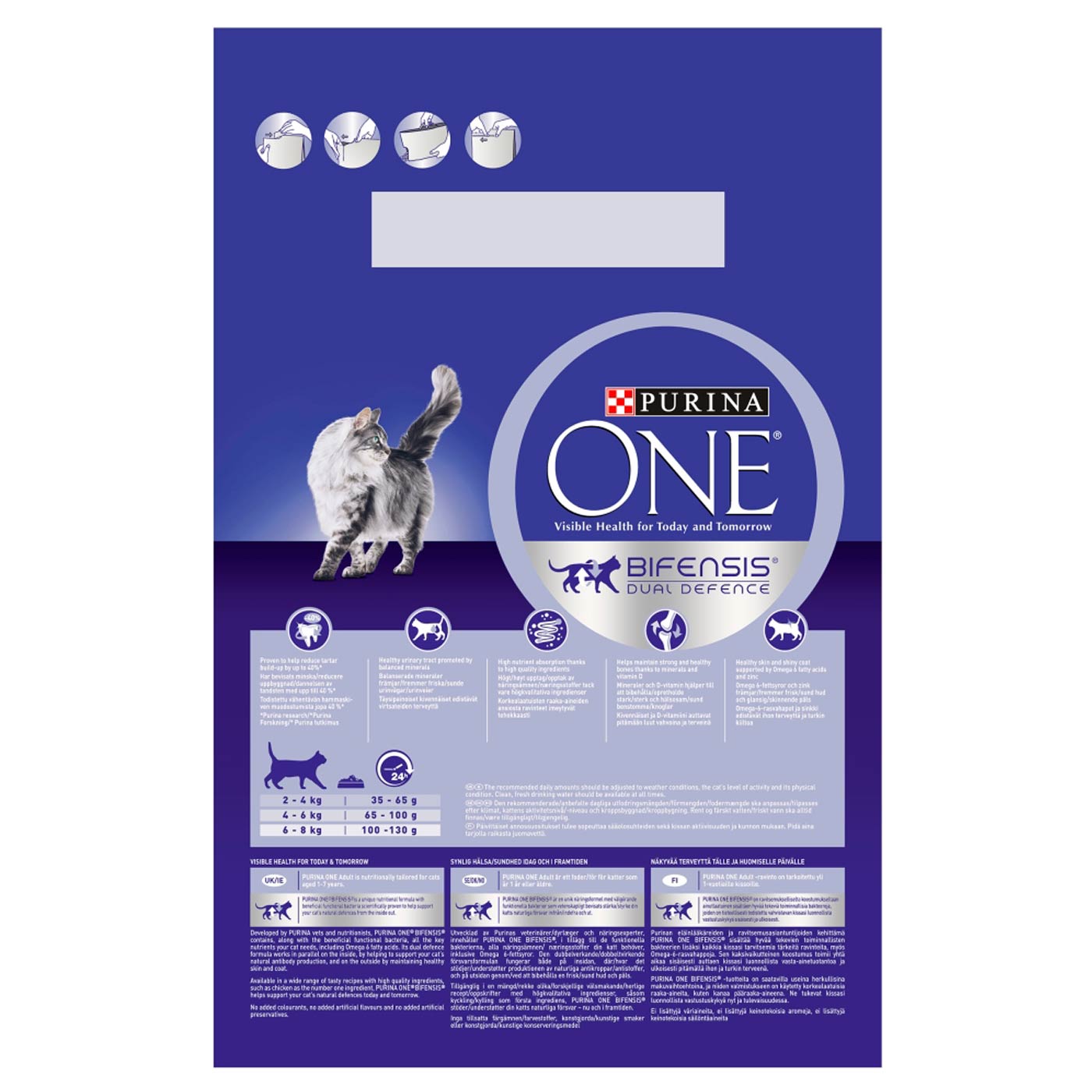 Purina ONE Adult Dry Cat Food with Real Chicken & Whole Grains - 3kg Bag for Healthy Skin & Coat - Ideal for Indoor & Outdoor Cats