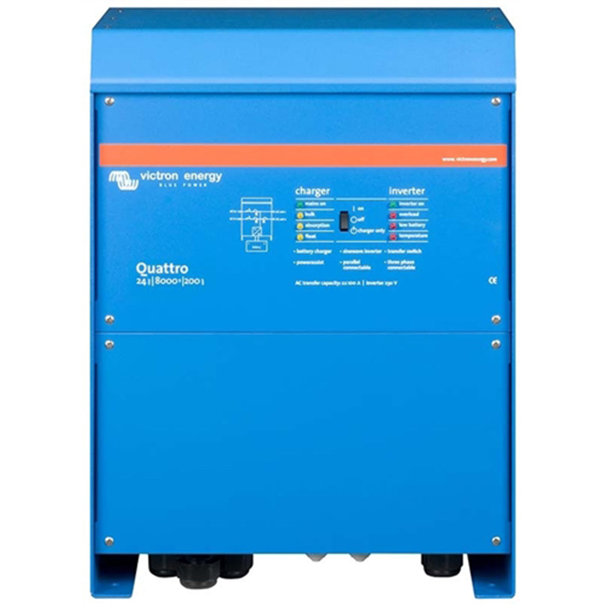 Victron Energy Quattro 24V 8000W 200A 100/100 230V VE.Bus Inverter Charger - Perfect for Off-Grid Solar Systems, Marine & RV Power Solutions