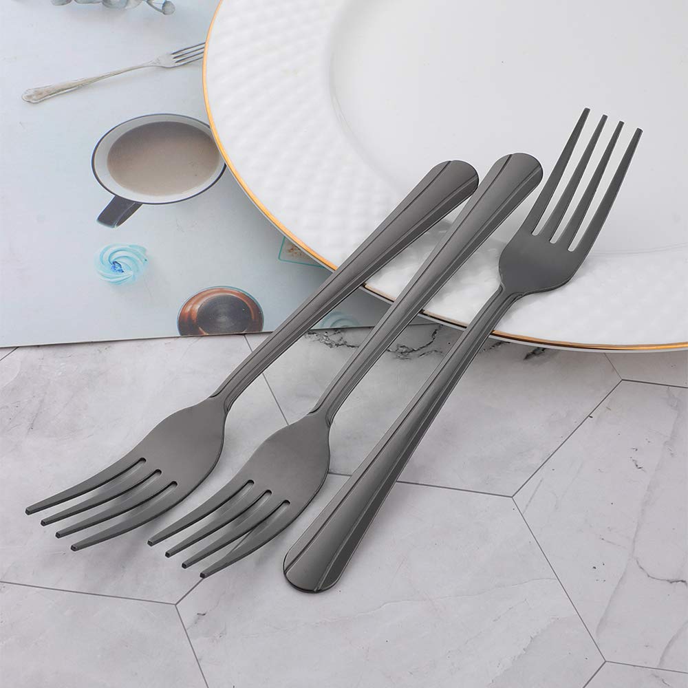 12-Piece Stainless Steel Dinner Forks Set - 7.2 Inch Elegant Black Flatware for Dining, Dessert & Party Use | Durable & Dishwasher Safe | Perfect for Restaurants, Weddings & Home Entertaining
