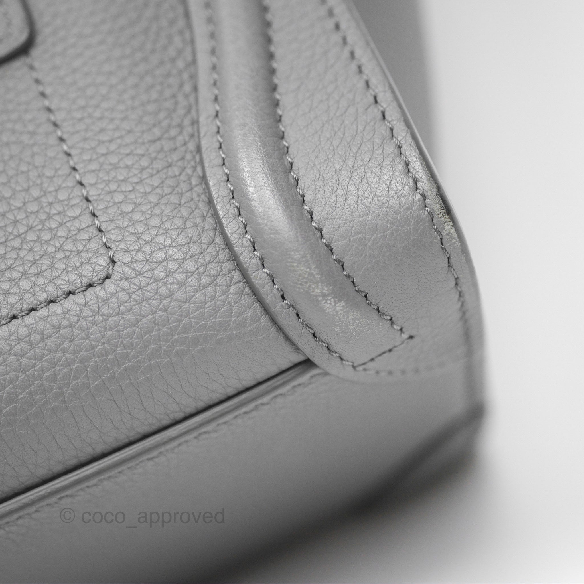 Celine Nano Luggage Bag in Grey Drummed Calfskin Leather - Perfect for Work, Travel & Everyday Luxury Handbag