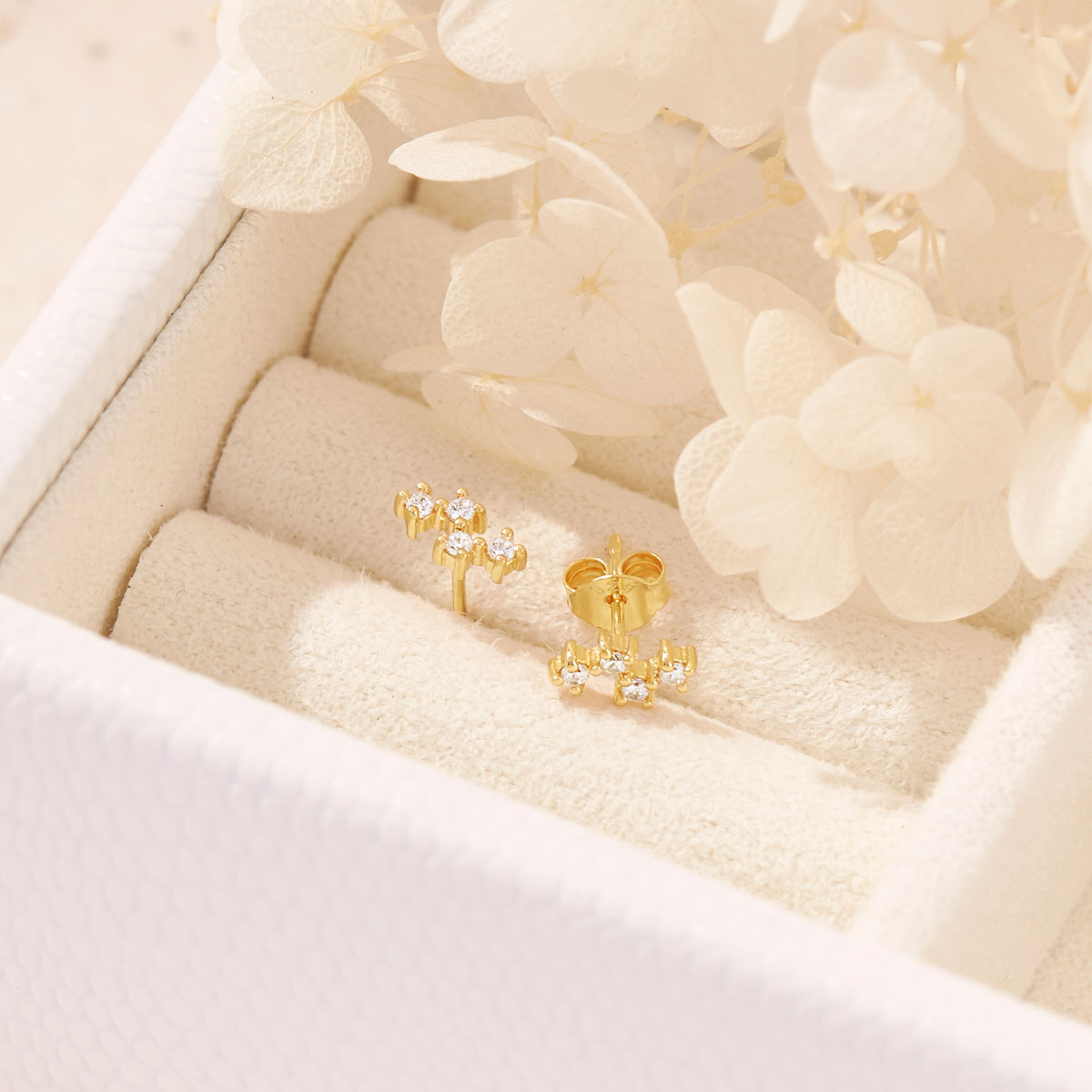 Nebula Crystal Stud Earrings 14K Gold Plated - Elegant & Hypoallergenic Earrings for Women, Perfect for Parties, Weddings & Everyday Wear