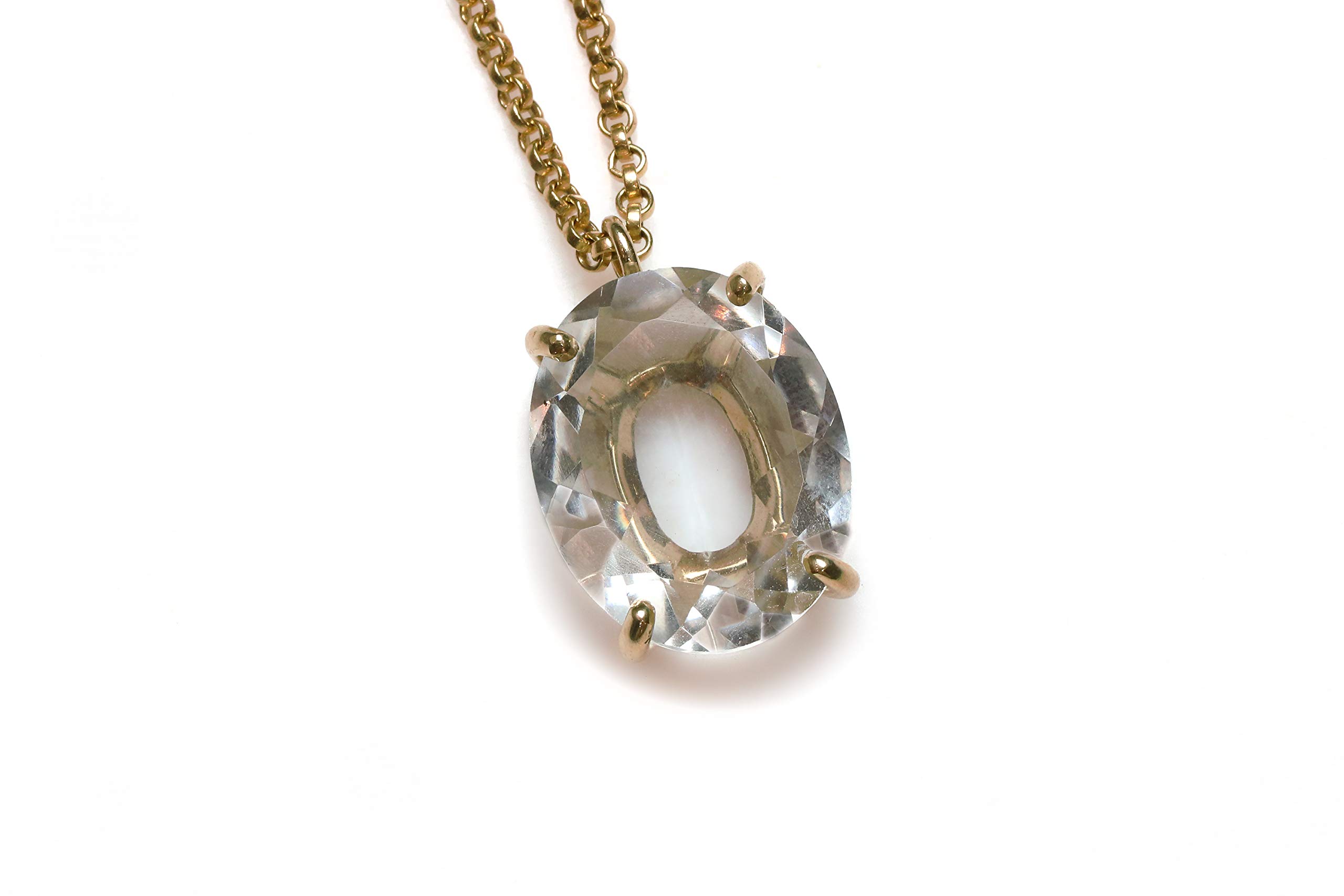 Anemone Jewelry Clear Quartz Pendant Necklace - Natural Gemstone Oval Necklace Handmade for Women - Adjustable Length Fashion Jewelry Gift for Birthday, Anniversary & Spiritual Healing
