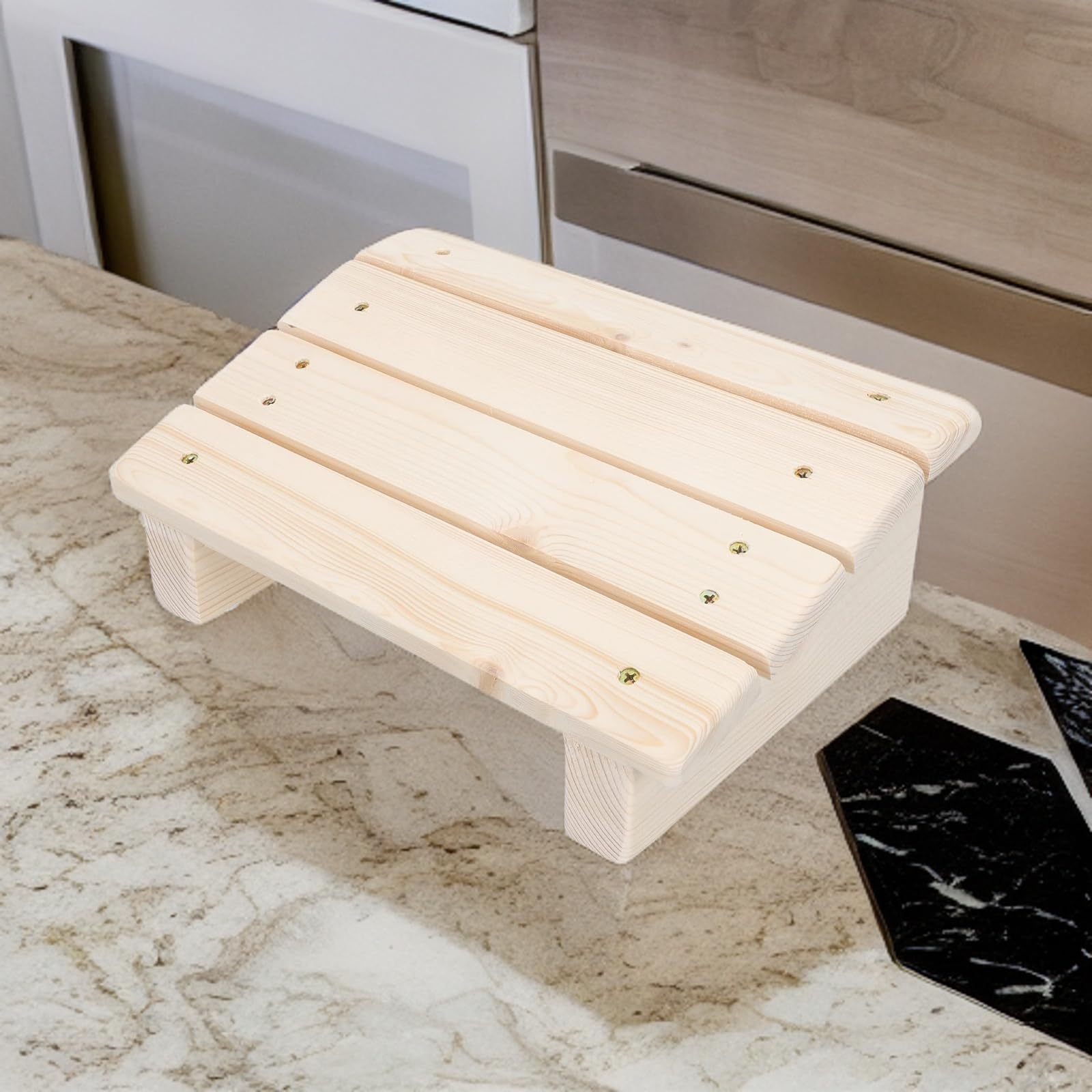 LUOZZY Wooden Foot Rest Stool for Under Desk - Ergonomic Slanted Design for Home & Office Use (11.79x8.25x4.32 Inches) - Perfect for Work, Reading, and Relaxation to Improve Posture & Comfort