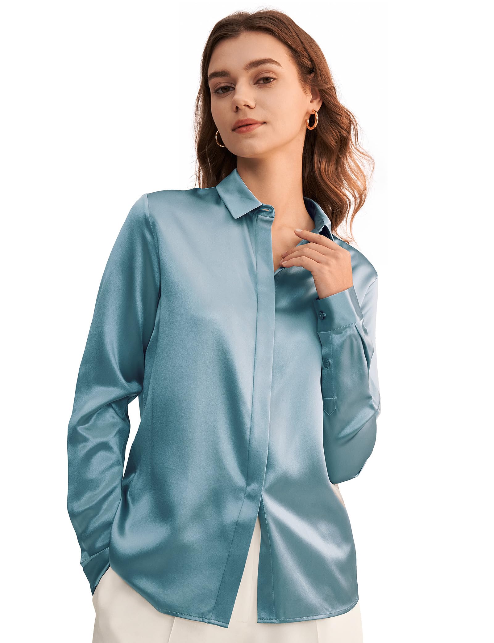LilySilk 100% Pure Silk Blouse for Women - Long Sleeve Elegant Tops for Work & Evening Wear | Soft & Smooth Luxury Shirt for Office, Party & Special Occasions