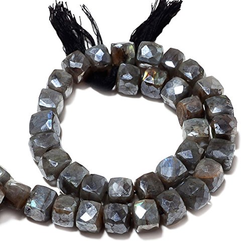 13 Inch Natural Faceted Box Labradorite Gemstone Beads - 7.5mm DIY Jewelry Making Supplies for Necklace, Bracelet, Earrings & Rings - Healing Crystal Beads for Meditation, Boho Fashion & Gift Giving