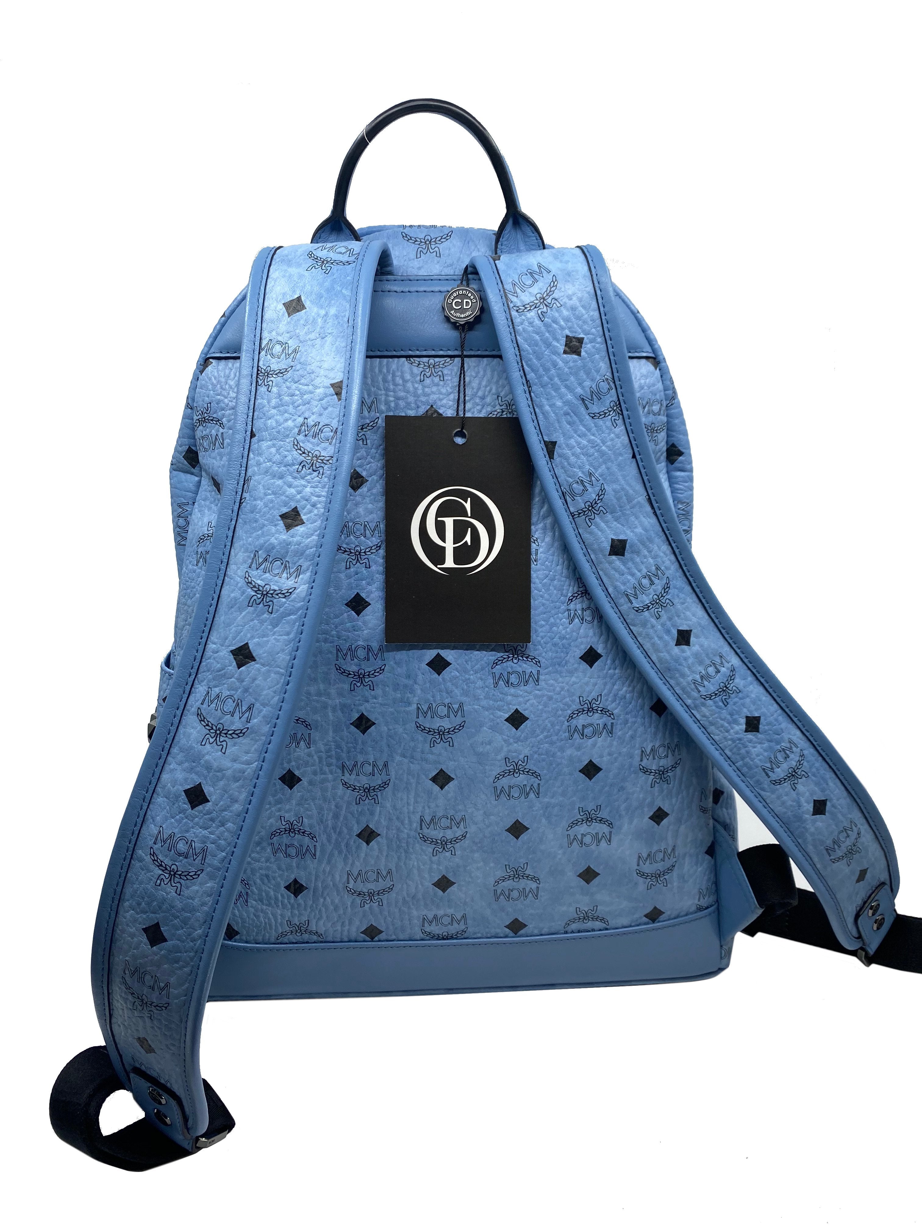 MCM Monogram Visetos Stark Large Backpack for Women & Men - Stylish Designer Laptop Backpack for Work, Travel & College - Durable Leather Shoulder Bag with Spacious Compartment