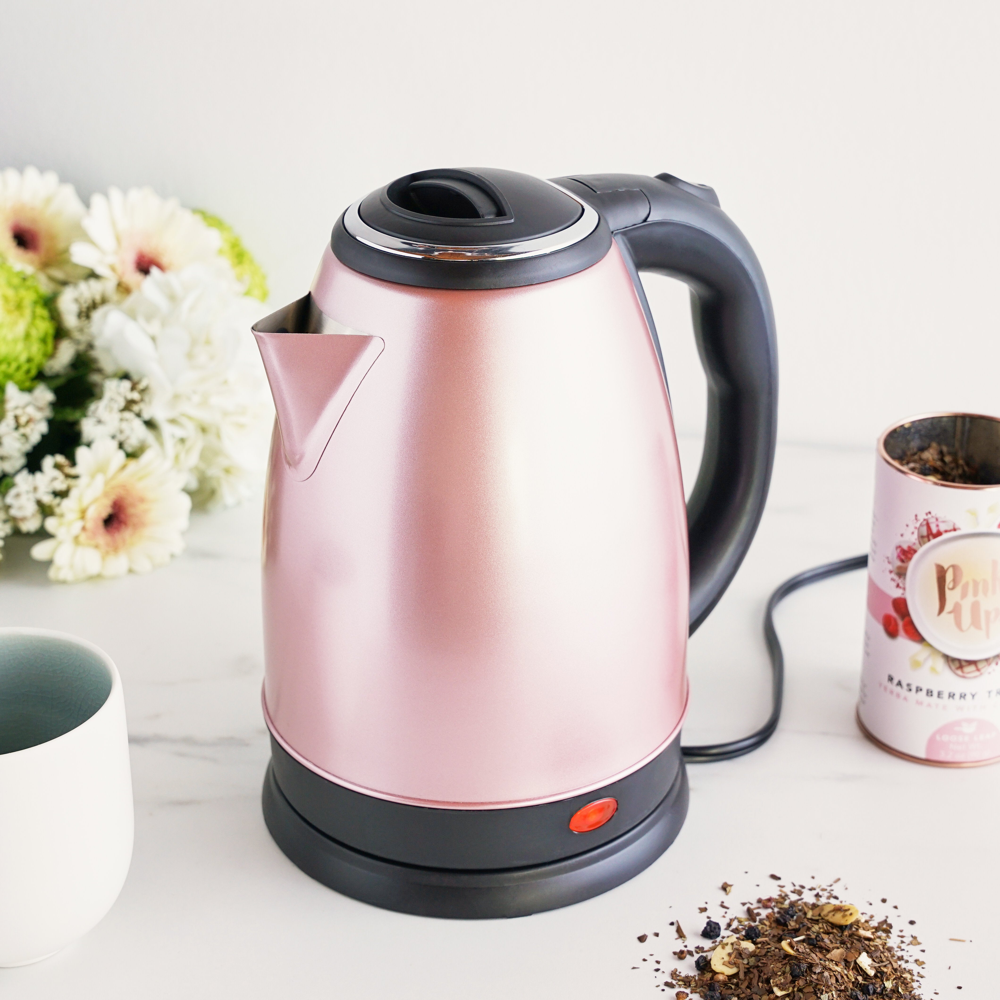Parker Rose Gold Electric Tea Kettle - 1.7L Fast Boiling, Auto Shut-Off & Keep Warm - Perfect for Home, Office, Dorm & Travel - BPA-Free Stainless Steel Water Heater for Tea, Coffee, Soup & Instant Noodles