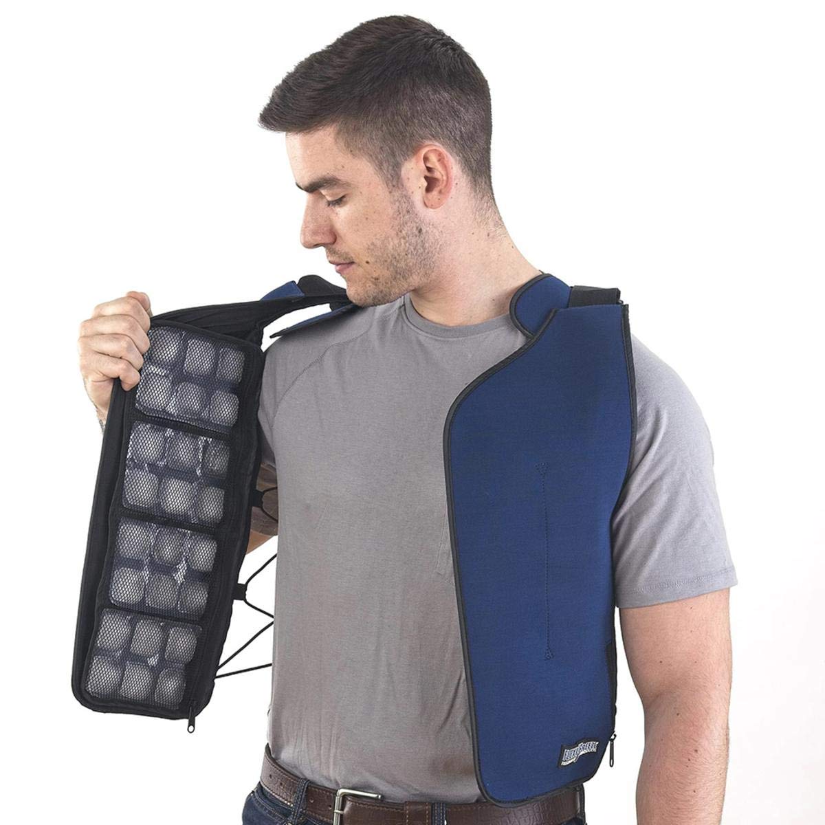 FlexiFreeze Ice Vest Cooling Kit - Rechargeable Cooling Vest with Extra Refill Panel & Portable Travel Cooler for Outdoor Sports, Construction Work & Heat Relief