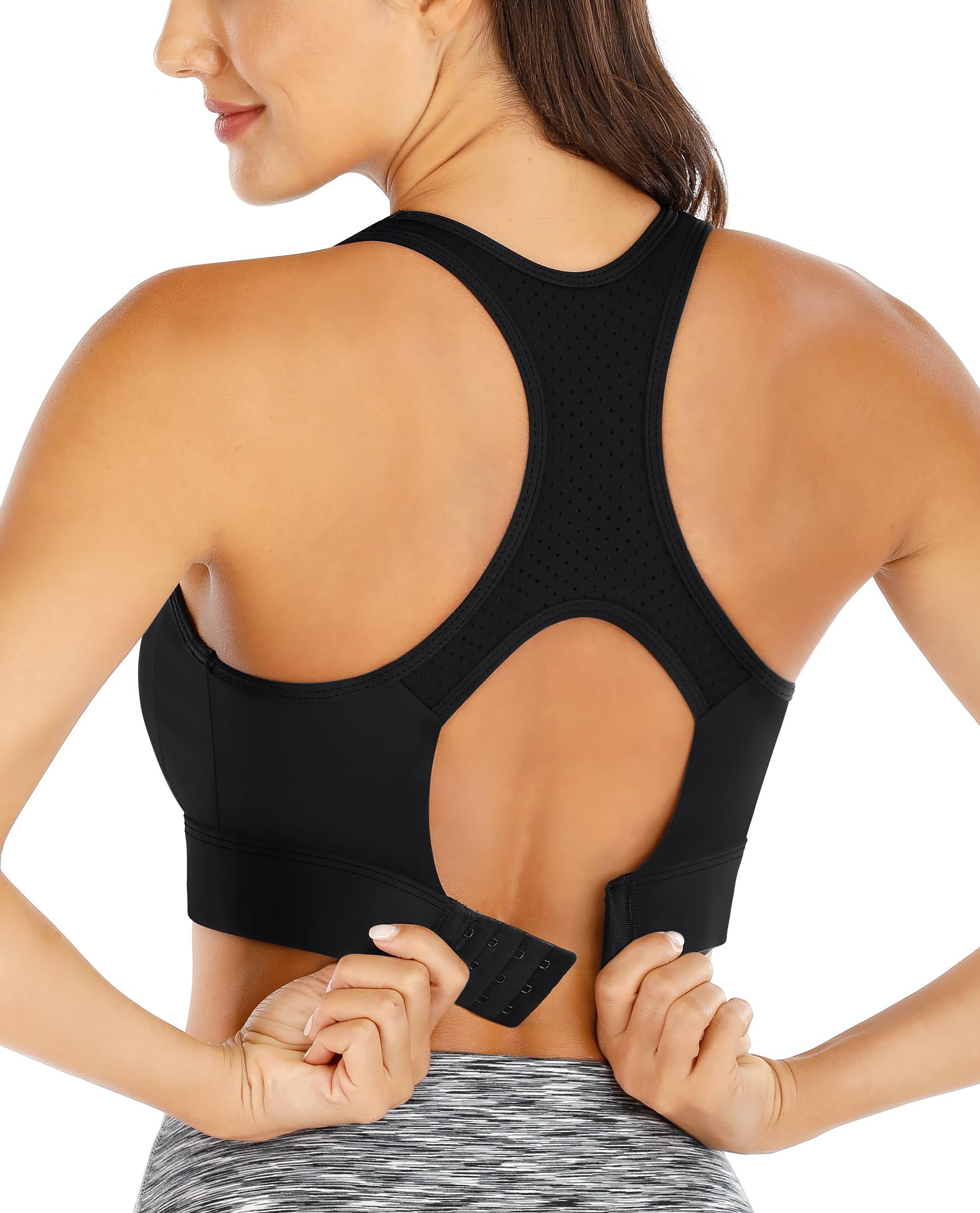High Support Sports Bras for Women - Ewedoos Racerback Workout Running Bra for Large Bust, Push Up & High Impact Activities | Perfect for Gym, Yoga & Running