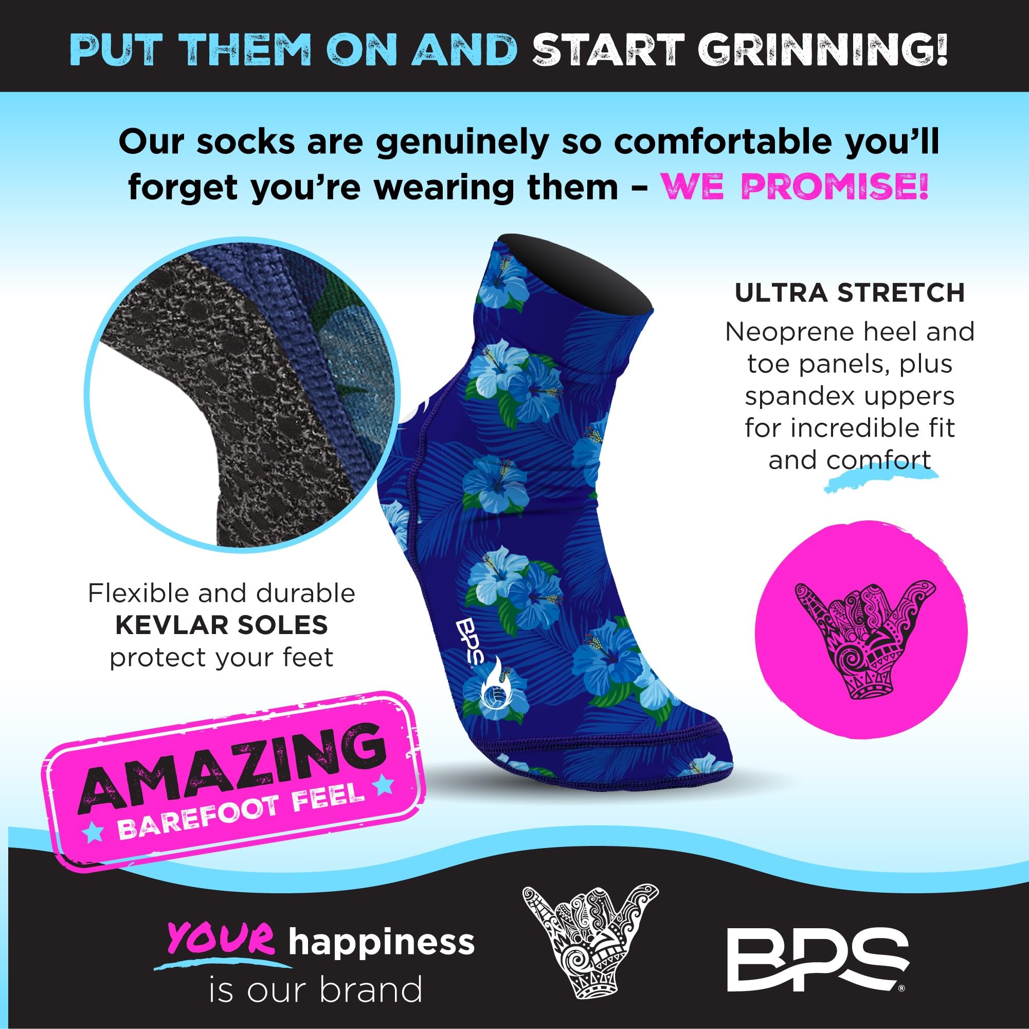 BPS New Zealand 'Feet First' Beach Volleyball Soccer Sand Socks - Flexible Kevlar Sole Water Shoes for Men & Women - Perfect for Beach Sports, Water Activities & Outdoor Adventures