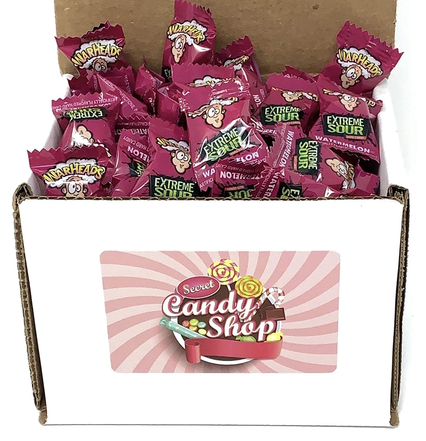 Warheads Extreme Sour Watermelon Candy - 2Lb Bulk Box of Individually Wrapped Hard Candies | Perfect for Halloween Treats, Party Favors & Office Snacks