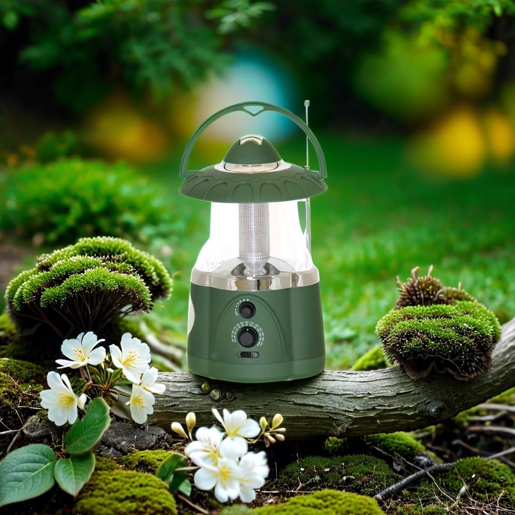 Multifunctional Emergency Radio Lantern & Flashlight - 12 LED Lantern & 4 LED Flashlight - Battery Powered Hurricane Survival Light (Black, 10x6x6 inches) - Perfect for Camping, Power Outages & Emergency Preparedness Kits