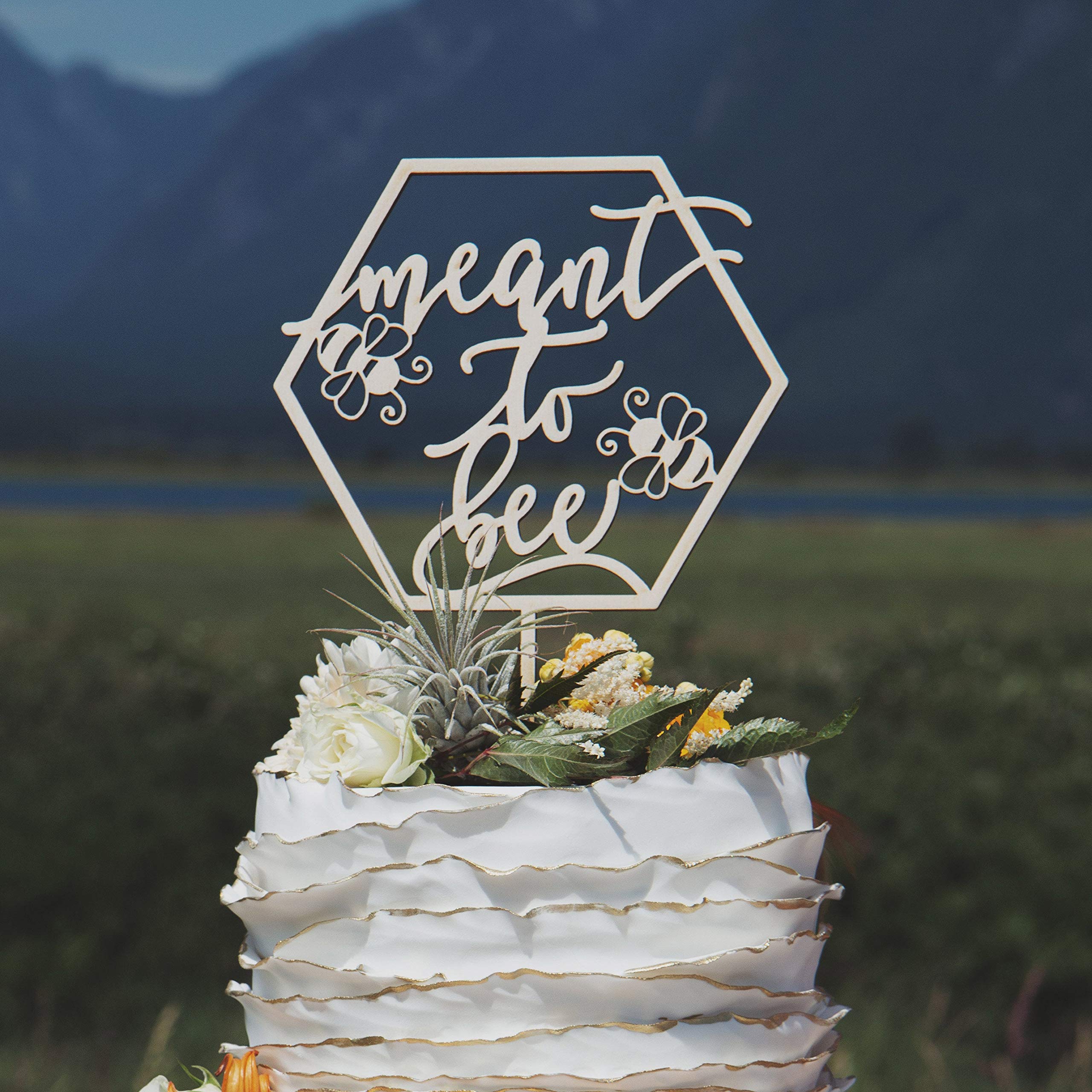 EricauBird Bee-Themed Wedding Cake Topper - Rustic Handmade Cake Decor for Wedding, Birthday & Anniversary Celebrations - Perfect for Farmhouse, Boho & Vintage Style Cakes