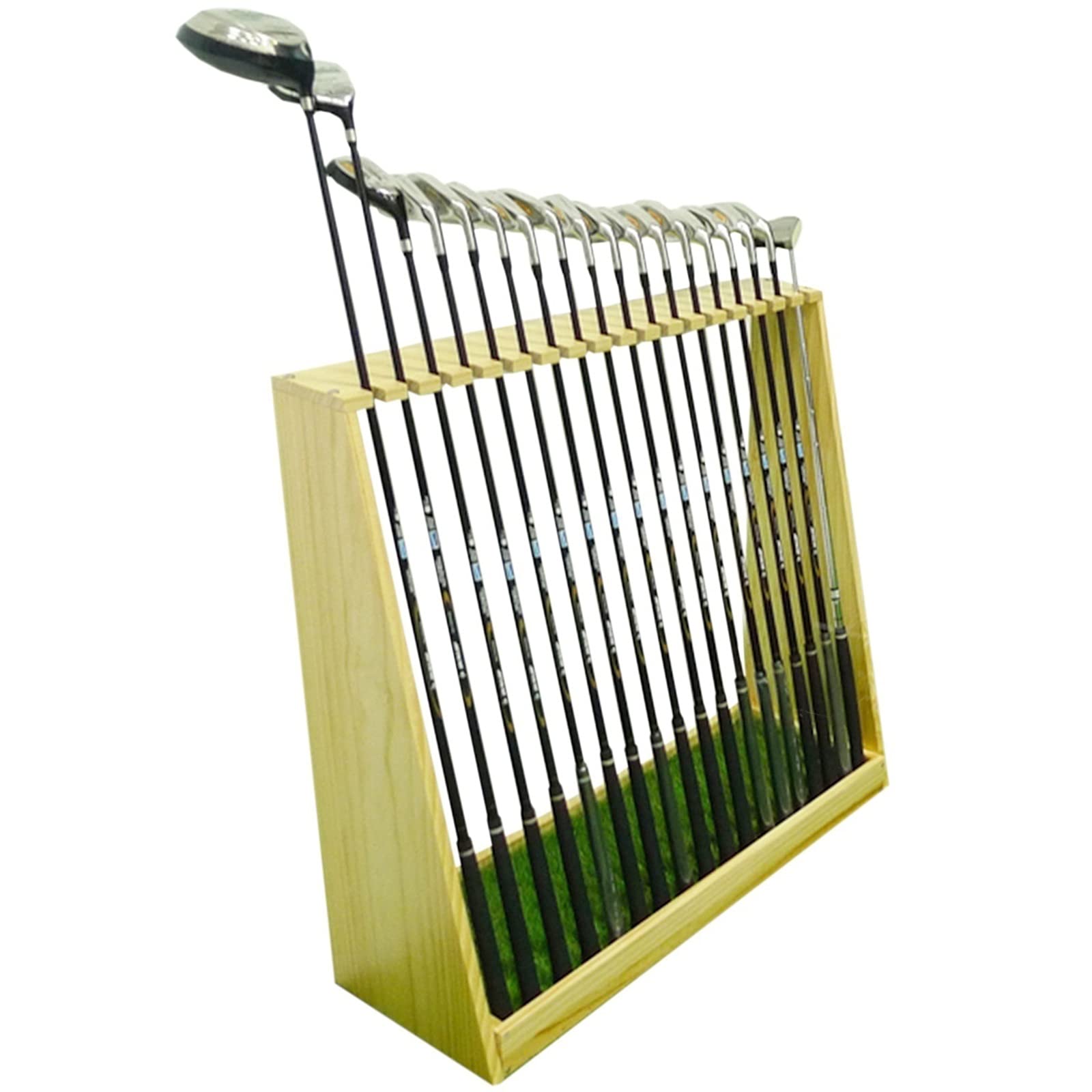 Premium Golf Club Stand Holder - Wooden Golf Club Organizer & Display Rack for 13 or 18 Putter Clubs - Durable Storage Shelf Equipment for Indoor/Outdoor Use - Perfect for Green, Garage, Home, or Golf Course Organization