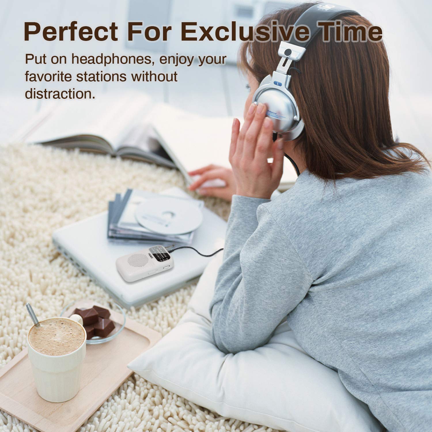 PRUNUS J-189 & J-777 Bluetooth AM/FM Portable Radio with Dual Speaker & Heavy Bass - Best Reception Pocket Walkman for Outdoor, Travel, Gym, and Home Use (Black + White)