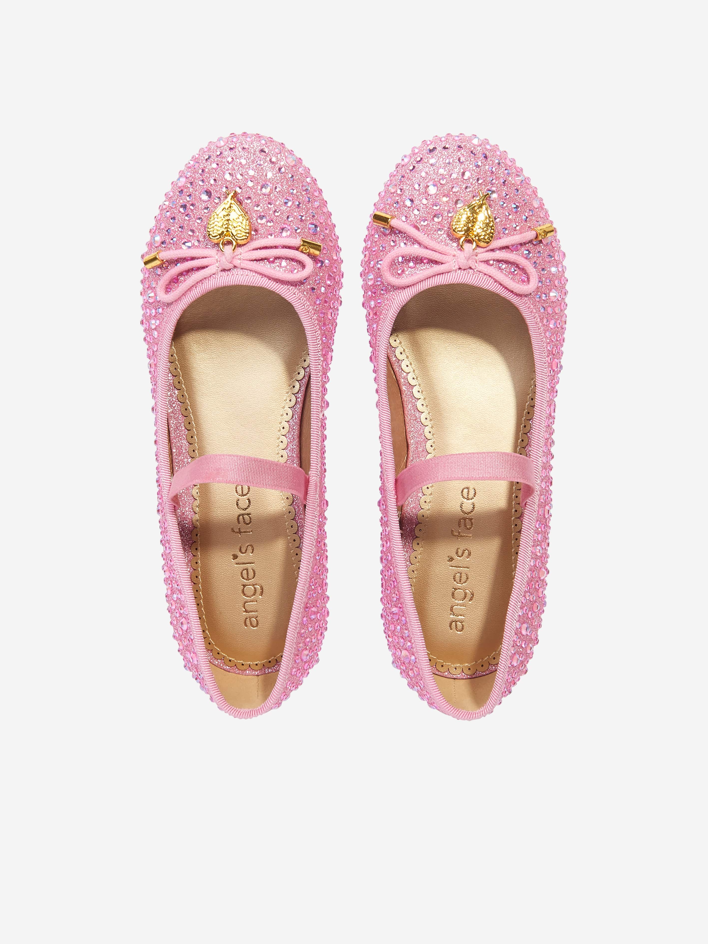 Angels Face Girls Maya Crystal Pumps - Sparkly Pink Dress Shoes for Kids | Perfect for Birthday Parties, Pageants & Special Occasions