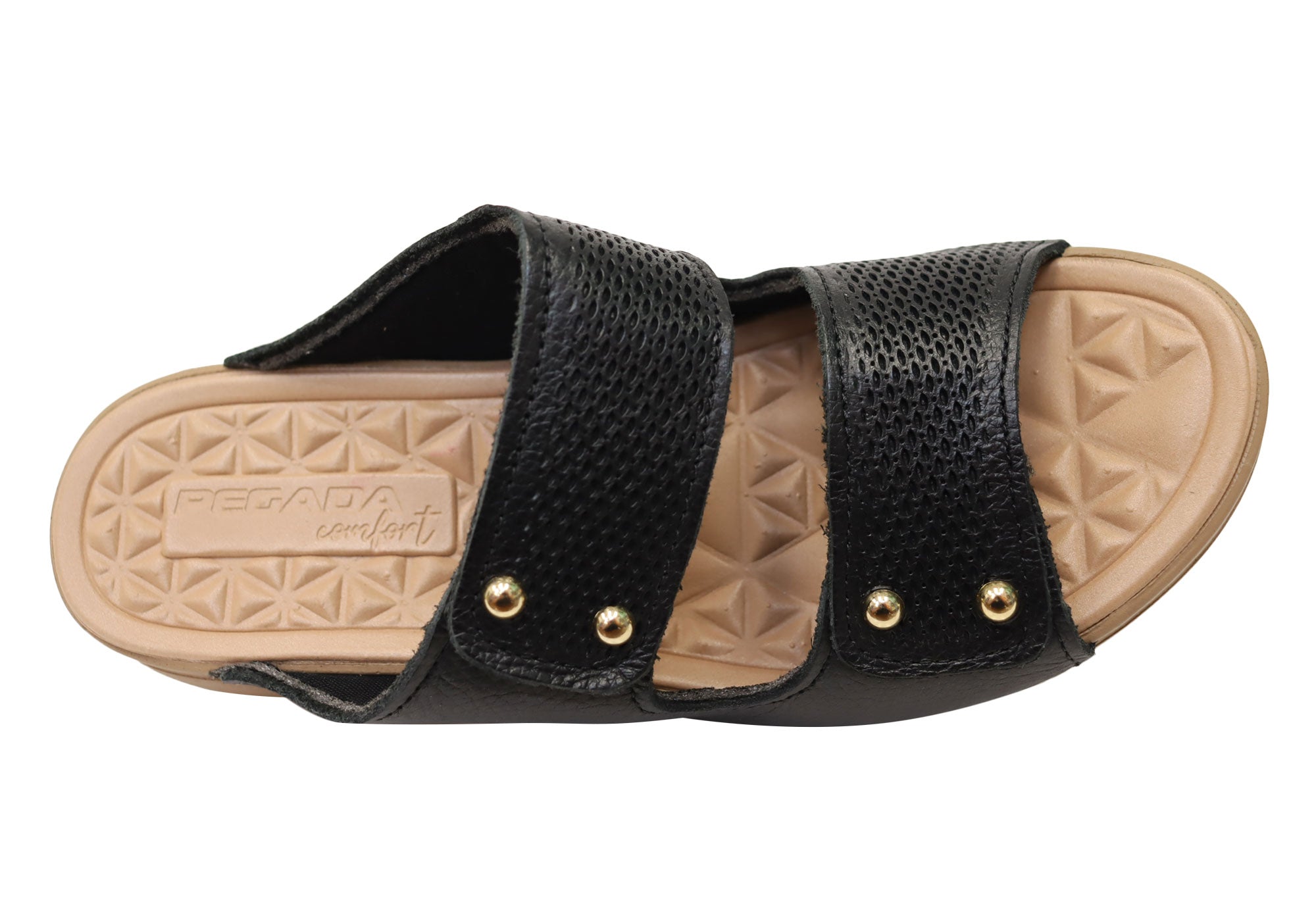 Pegada Mya Women's Comfortable Leather Slides Sandals - Handmade in Brazil - Perfect for Beach, Pool & Summer Casual Wear