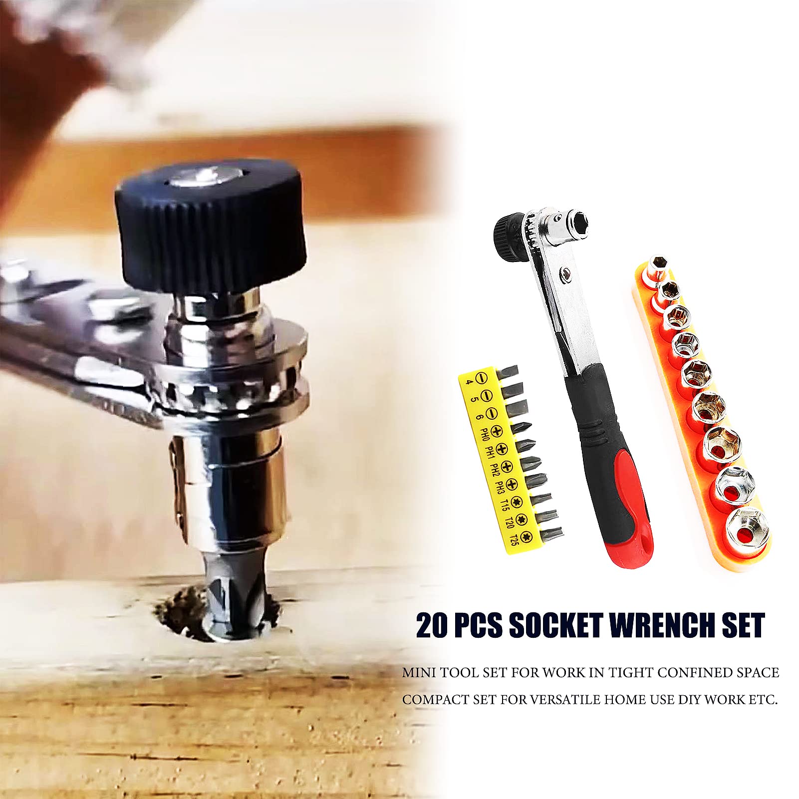 20-Piece Socket Wrench Set with 1/4