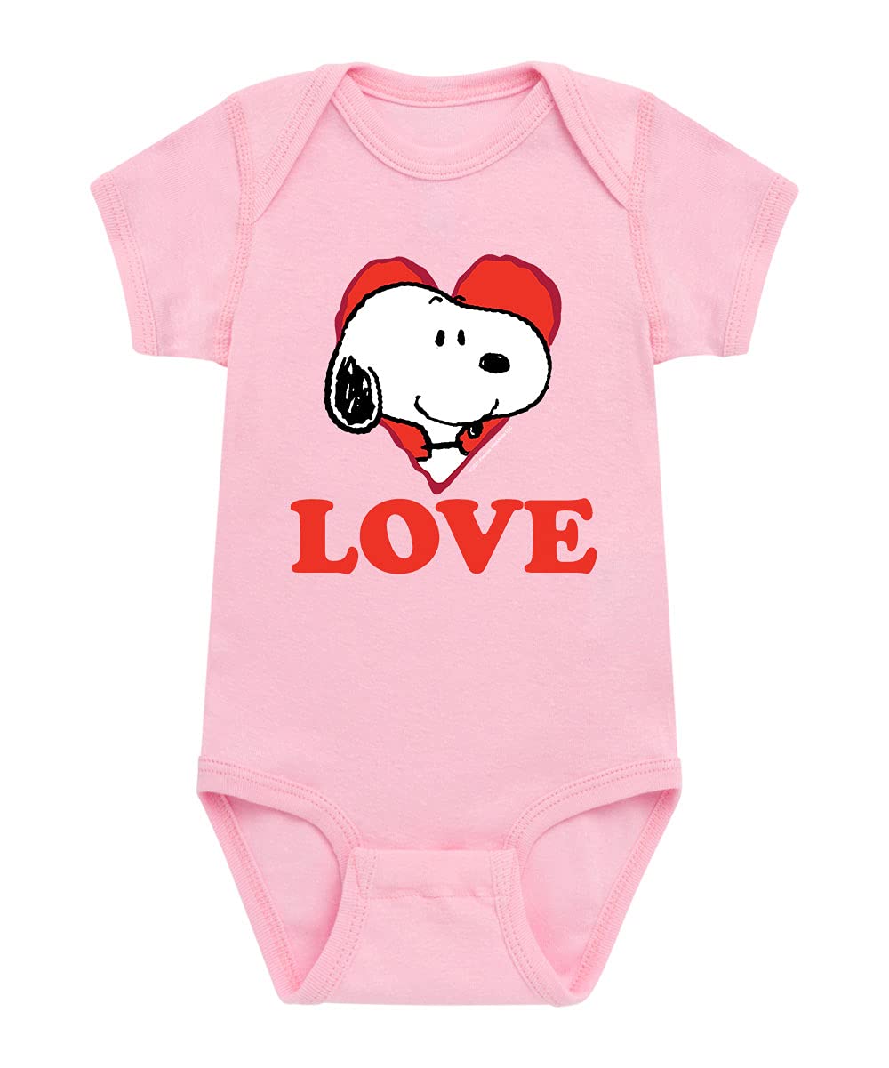 Peanuts Hybrid Apparel Love Snoopy Baby Bodysuit - Soft Cotton Infant Onesie for Boys & Girls | Perfect for Playtime, Nursery & Family Photos