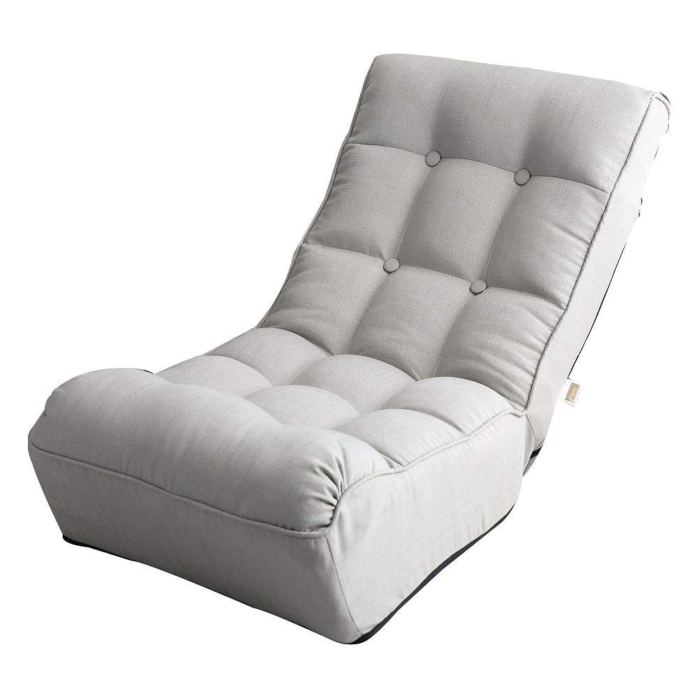 ZeHuoGe Folding Single Floor Sofa Recliner - Adjustable Lazy Sofa Chair for Balcony, Tatami, or Deck - High Backed Leisure Reclining Chair in Gray - Perfect for Relaxing, Reading, or Sunbathing