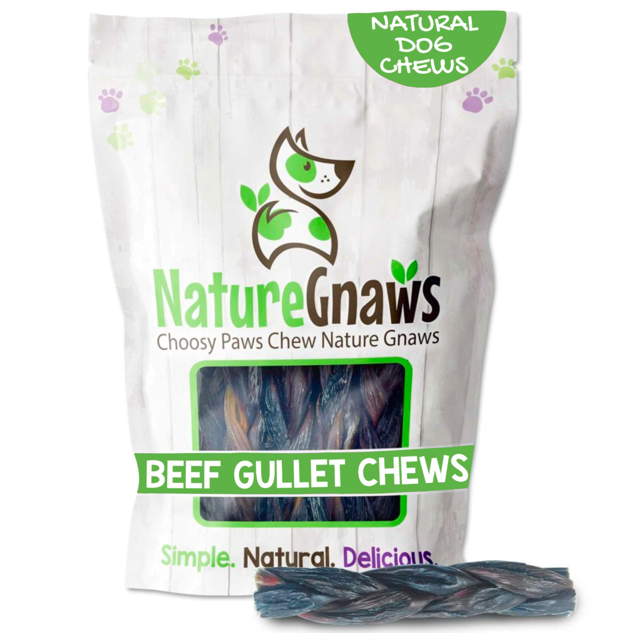 Nature Gnaws Braided Beef Gullet Dog Chews - 5-6