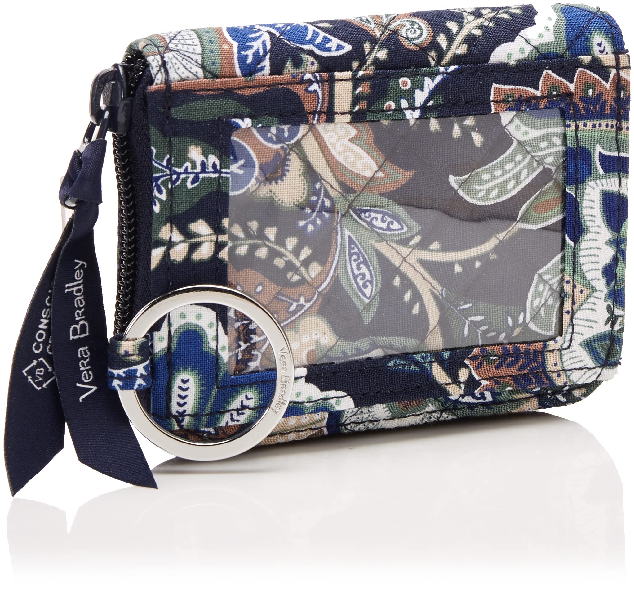 Vera Bradley RFID Blocking Women's Cotton Petite Zip-Around Wallet - Secure Compact Card Holder for Travel, Shopping & Everyday Use