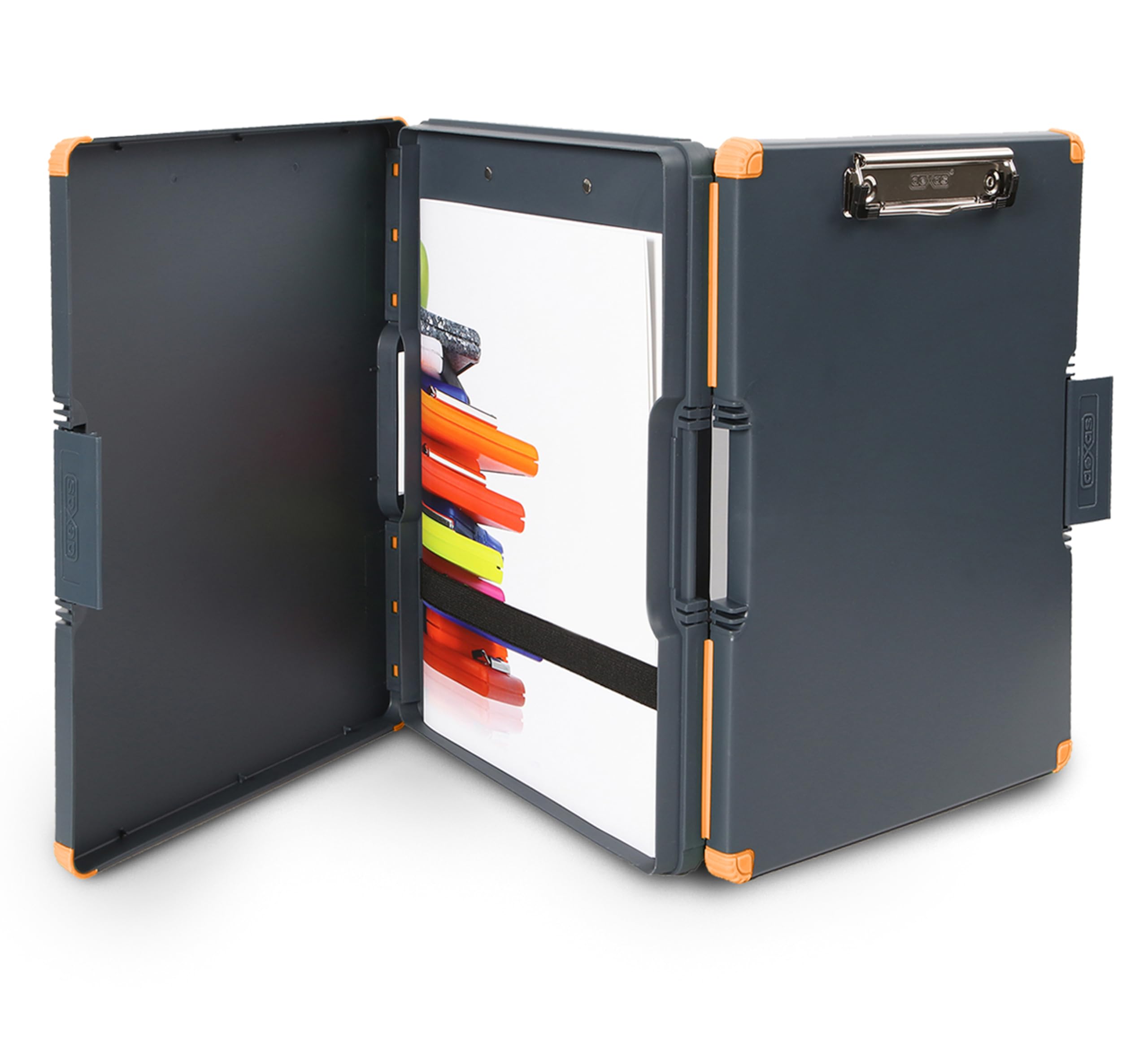 Dexas Duo Clipcase Double-Sided Clipboard - 13”x10” Portable Gray/Orange Clipboard for Office, Nursing, School & Work - Stylish & Functional Office Supplies for Home Office, Trades & Daily Organization