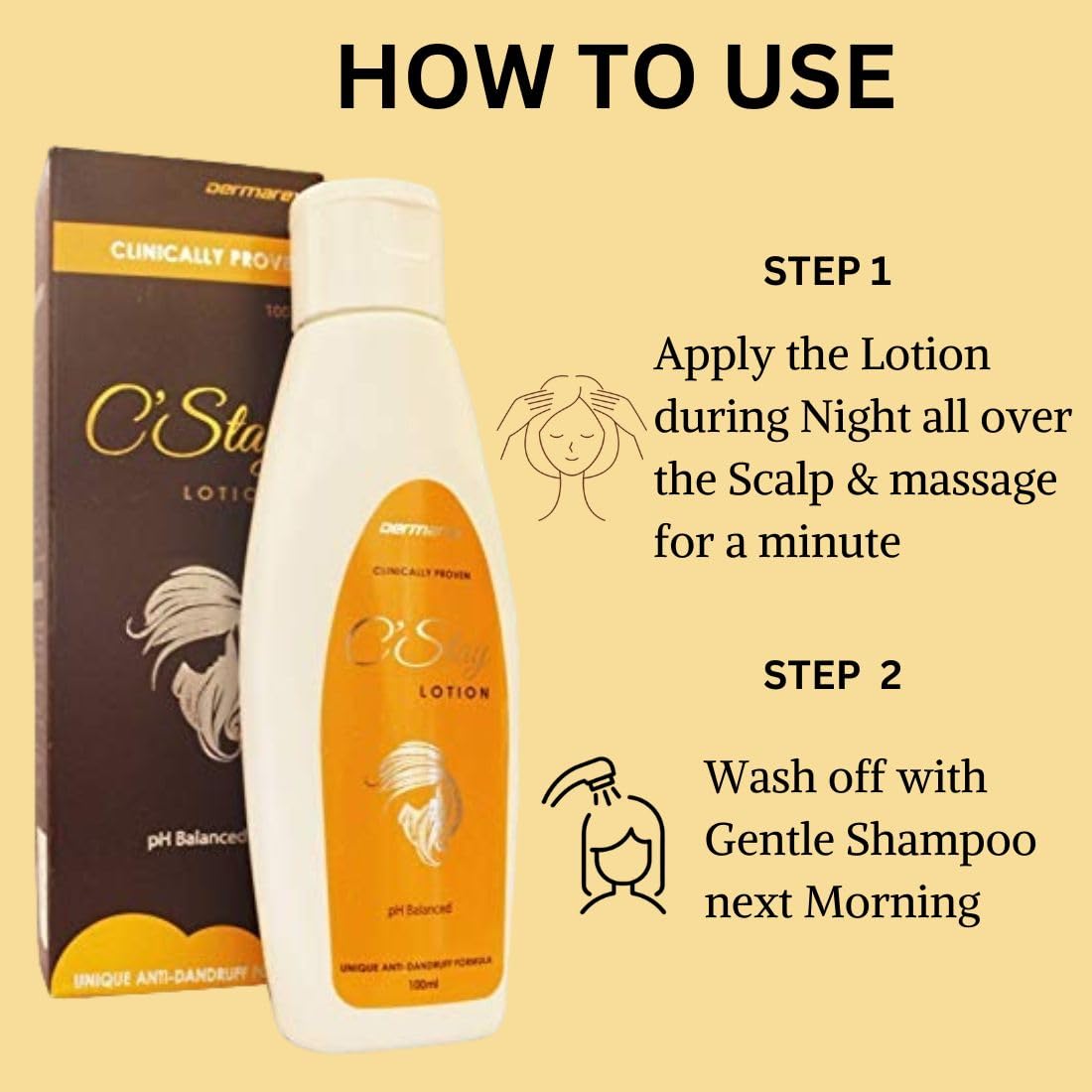 Cstay Anti Dandruff Overnight Lotion (100ml) - Scalp Treatment for Men & Women | Fast Relief for Itchy, Flaky Scalp | Perfect for Nighttime Use & Travel