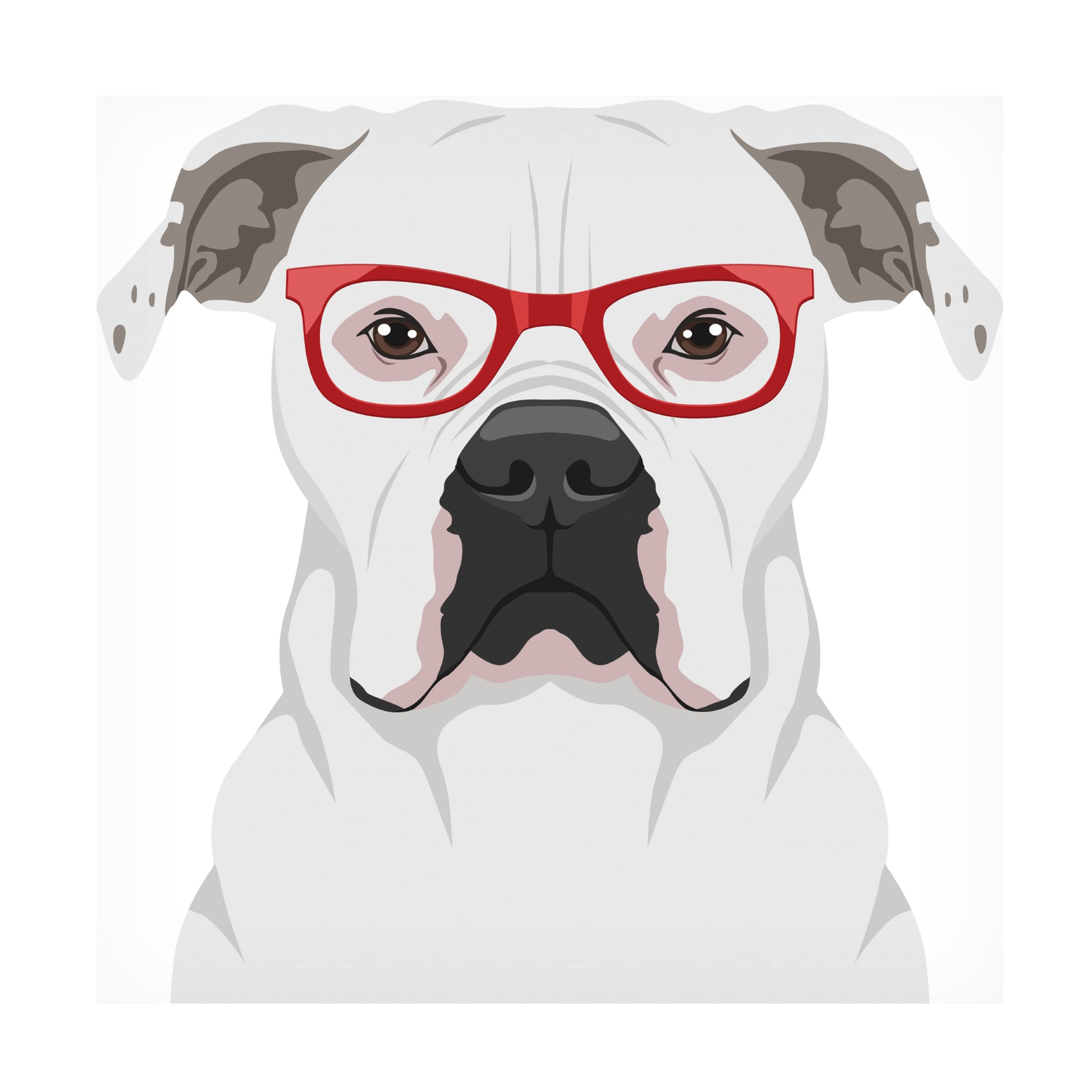 American Bulldog Wearing Hipster Glasses Canvas Wall Art - Premium Trademark Fine Art Print by Furbaby Affiliates - Perfect for Living Room, Office & Pet Lover Home Decor