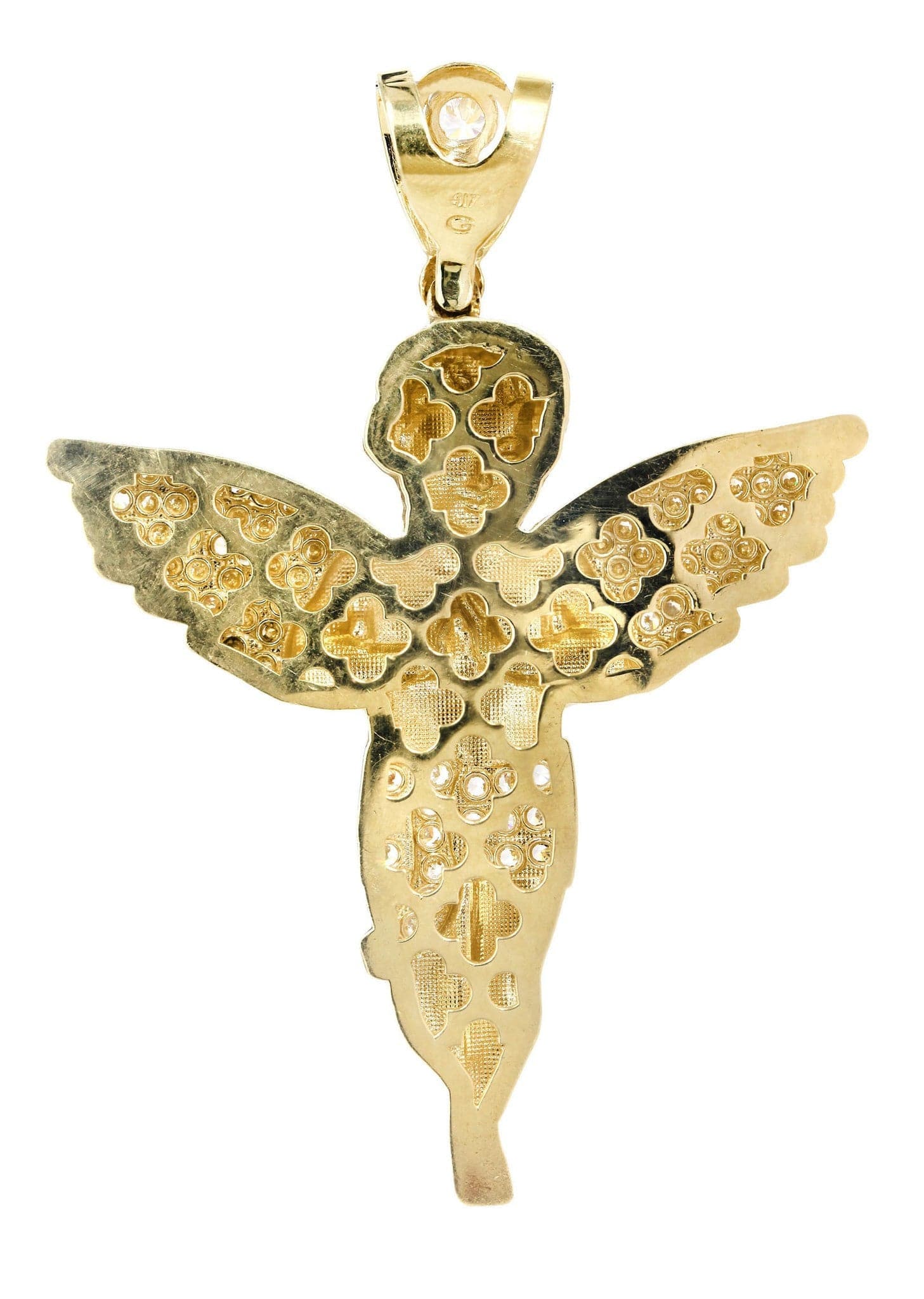10K Gold Angel Pendant Necklace - 13.4 Grams Dainty Religious Jewelry for Women - Perfect Gift for Baptism, Christmas & Special Occasions