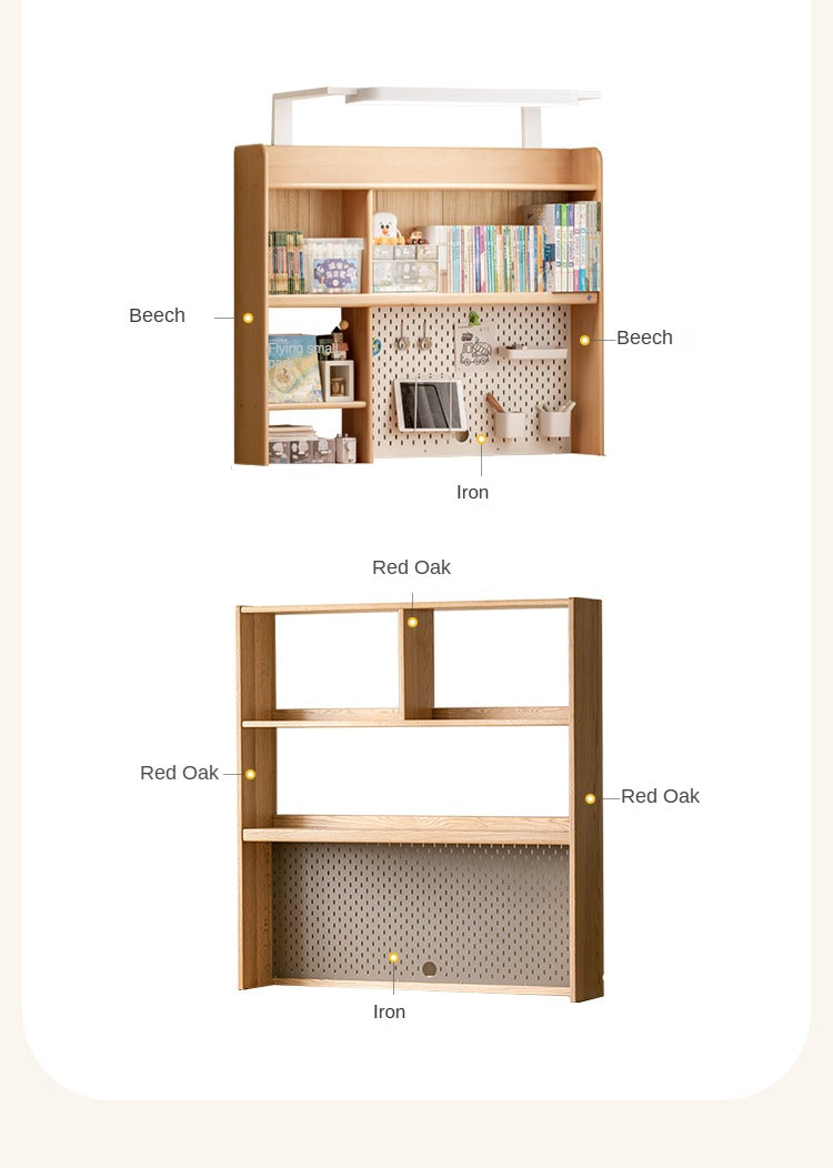 Solid Wood Study Desk with Shelf - Beech & Oak Wooden Writing Desk for Home Office, Study Room, or Library - Durable & Stylish Workspace Solution