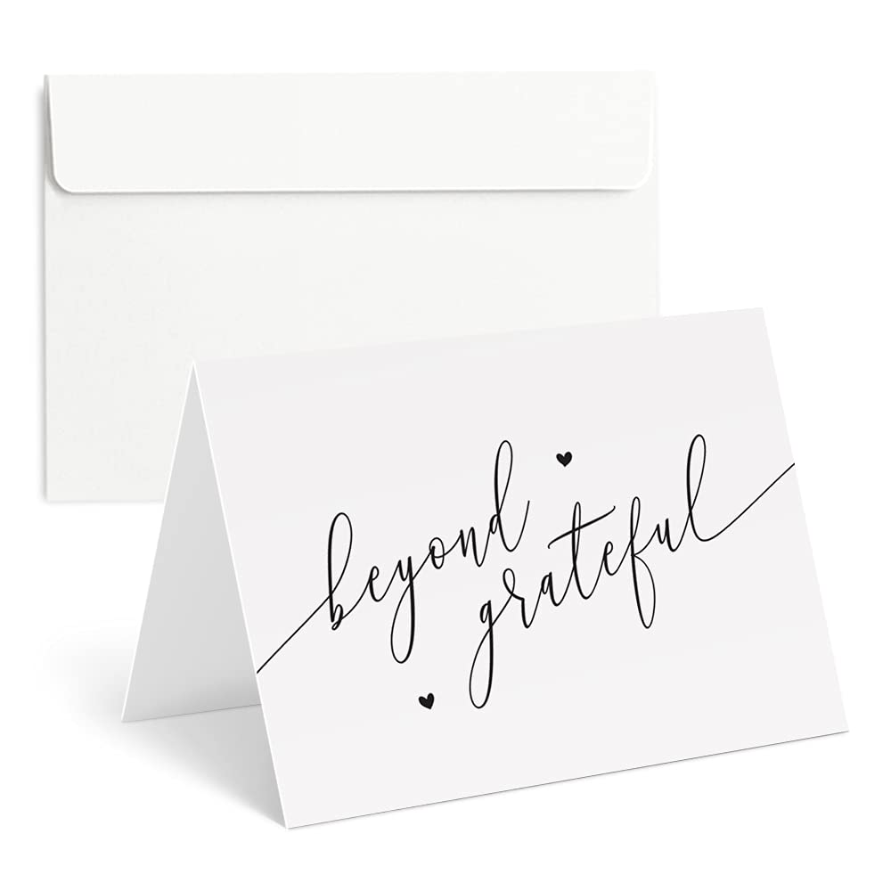 25 Elegant Thank You Cards with Envelopes - Bulk Pre-Scored Note Cards for Weddings, Gifts, Business & Personal Appreciation - Perfect for Customers, Colleagues & Special Occasions