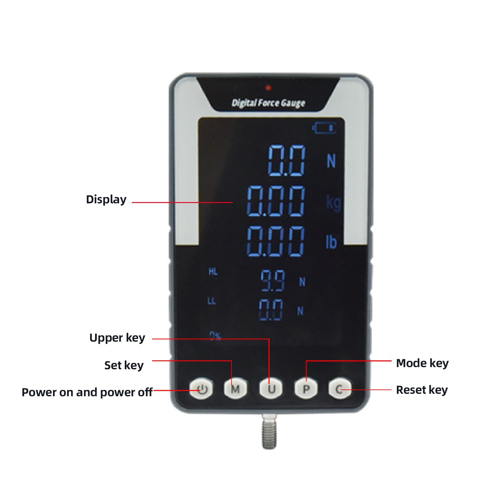 Digital Force Gauge 1000N (220lb) - High Precision Push Pull Tester with USB Data Logging - Tension Meter & Dynamometer for Industrial Testing (100kg Capacity) - Perfect for Quality Control, Material Testing & Lab Measurements (US Plug)
