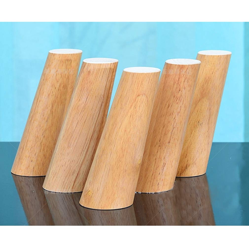 Solid Wood Table Legs - 4 Pack Slanted Conical Furniture Legs for Sofa, Bed, Cabinet, Couch & Chair (15cm/5.9in) with Mounting Plates & Screws - Perfect for DIY Furniture Repair and Home Decor Projects