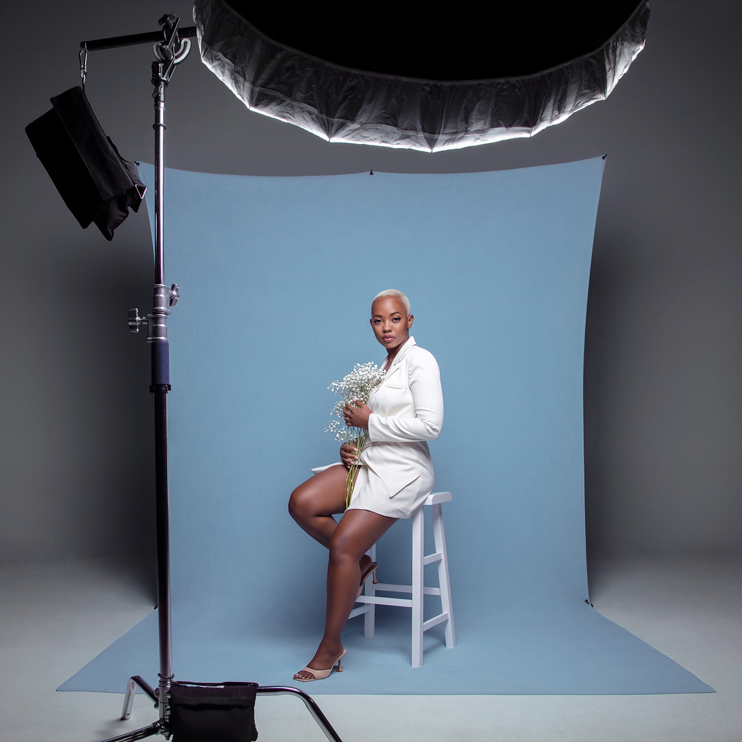 X Drop Pro Wrinkle Resistant Photography Backdrop - Pastel Blue (8' x 13') - Perfect for Studio Portraits, Baby Photos & Content Creation