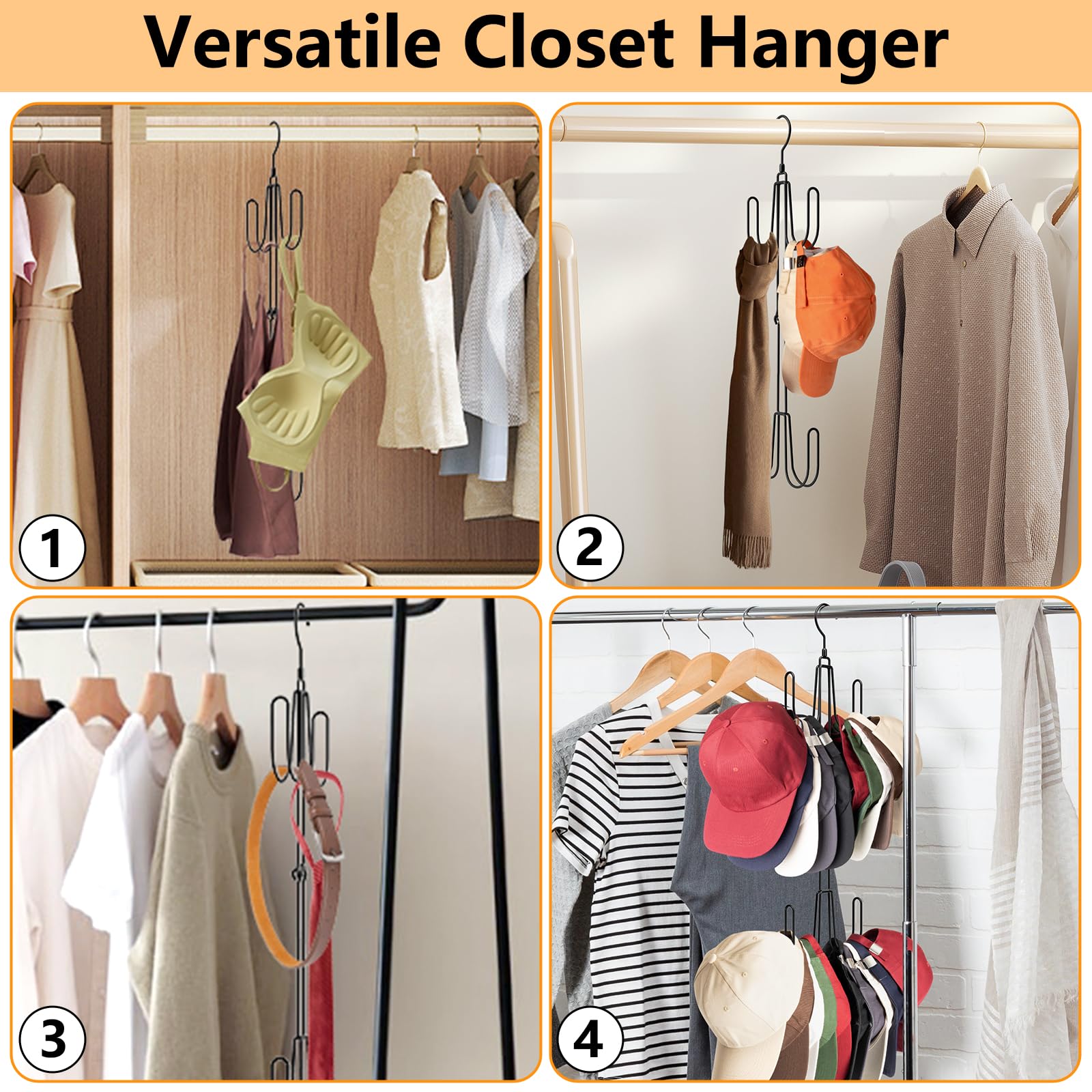 NANATI Stainless Steel Hat Hangers for Closet - 1 Pack Baseball Cap Organizer Rack | Space-Saving Hat Storage Solution for Home, Office & Retail Display