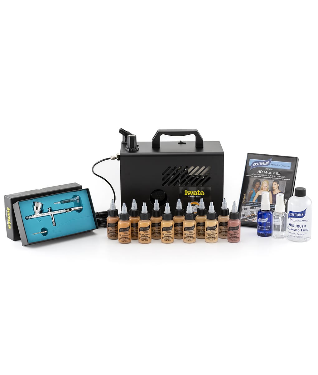 GlamAire Smart Jet Complete Airbrush Makeup Kit with Airbrush Gun, Compressor & Foundation - Professional Flawless Makeup System for Bridal, Halloween & Special Effects Makeup